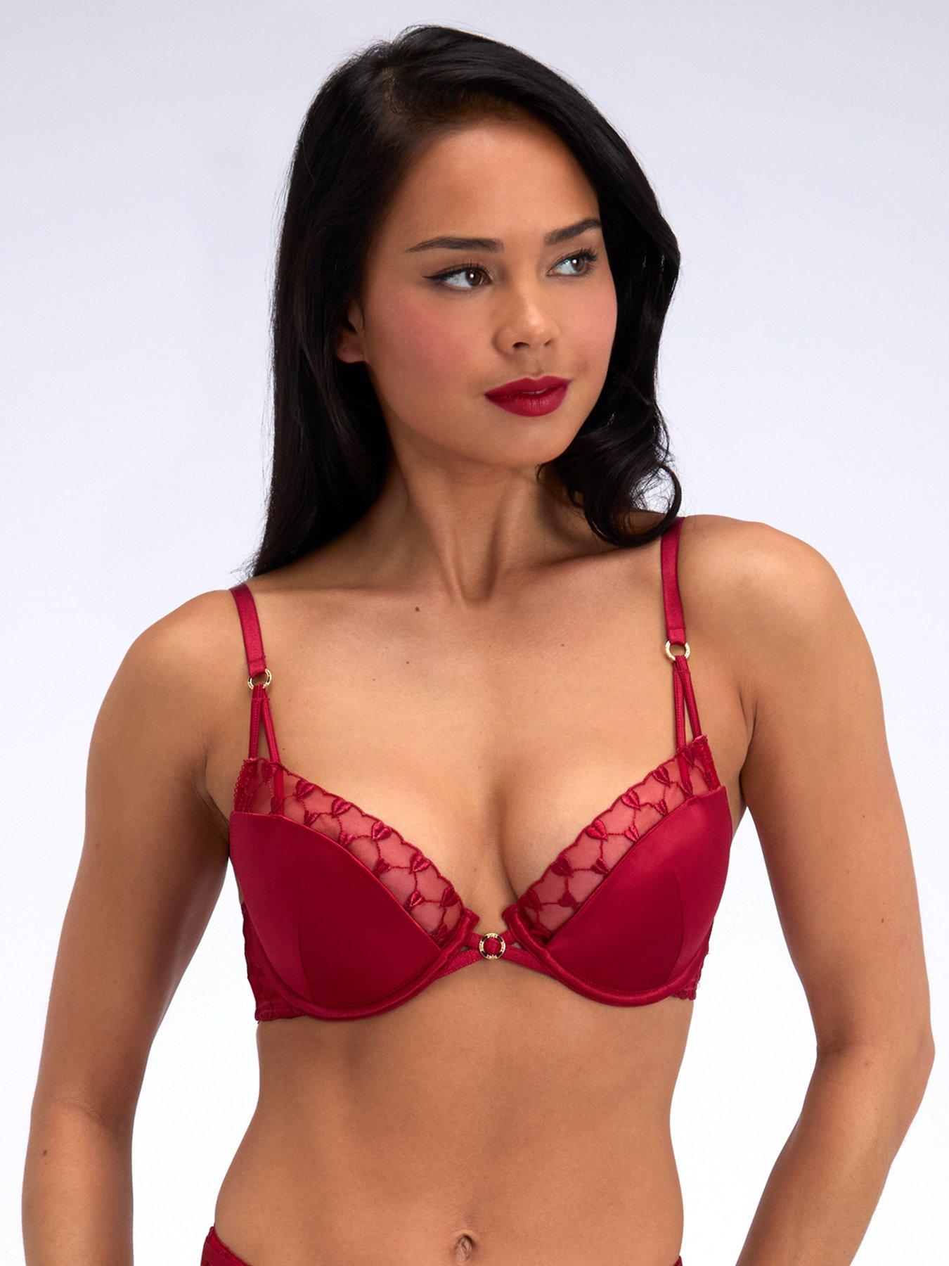 Image 1 of 5 of Boux Avenue Josephina Embroidered Plunge Bra - Pillar Box Red