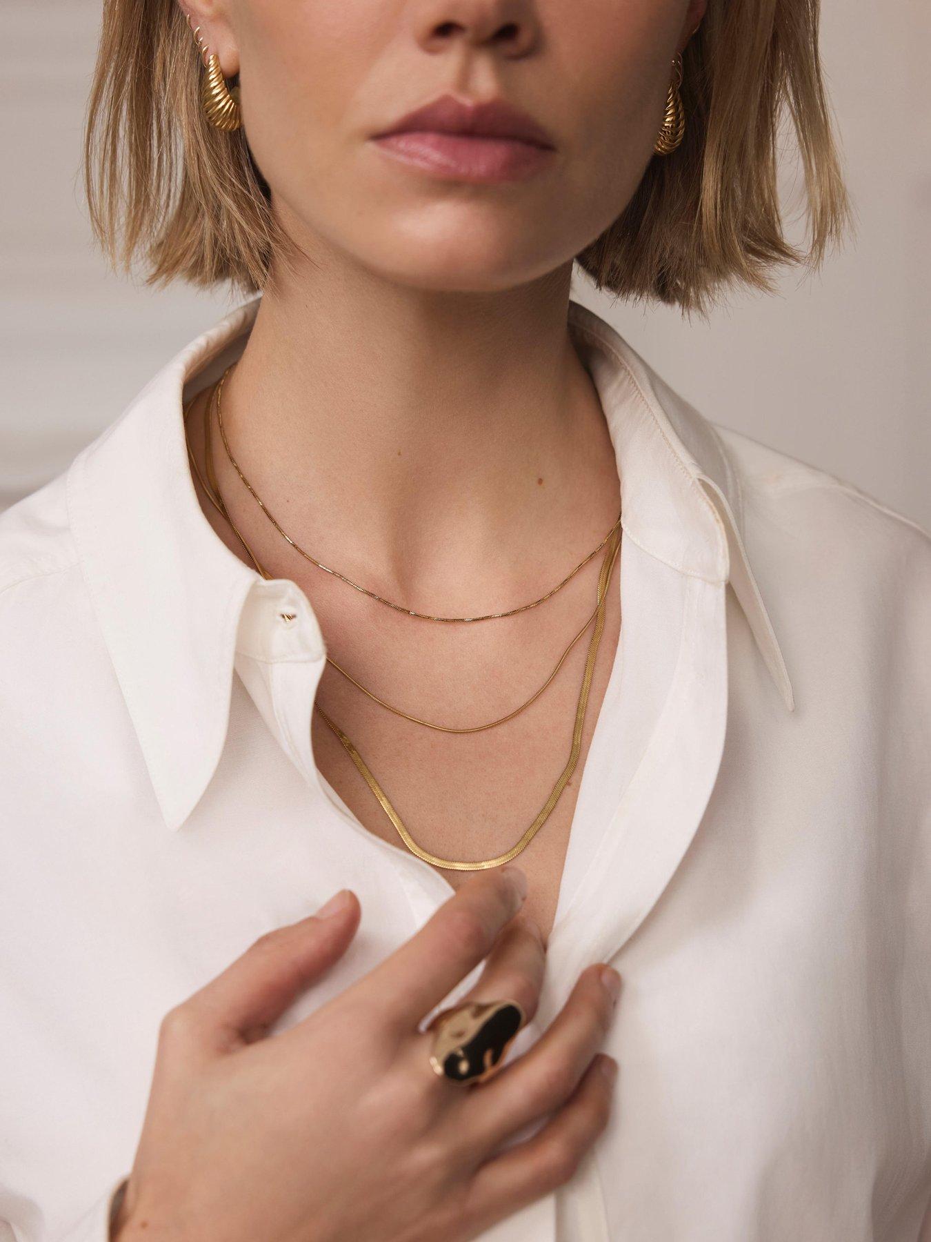 Image 3 of 5 of Mint Velvet Stainless Steel Triple Layered Necklace - Gold