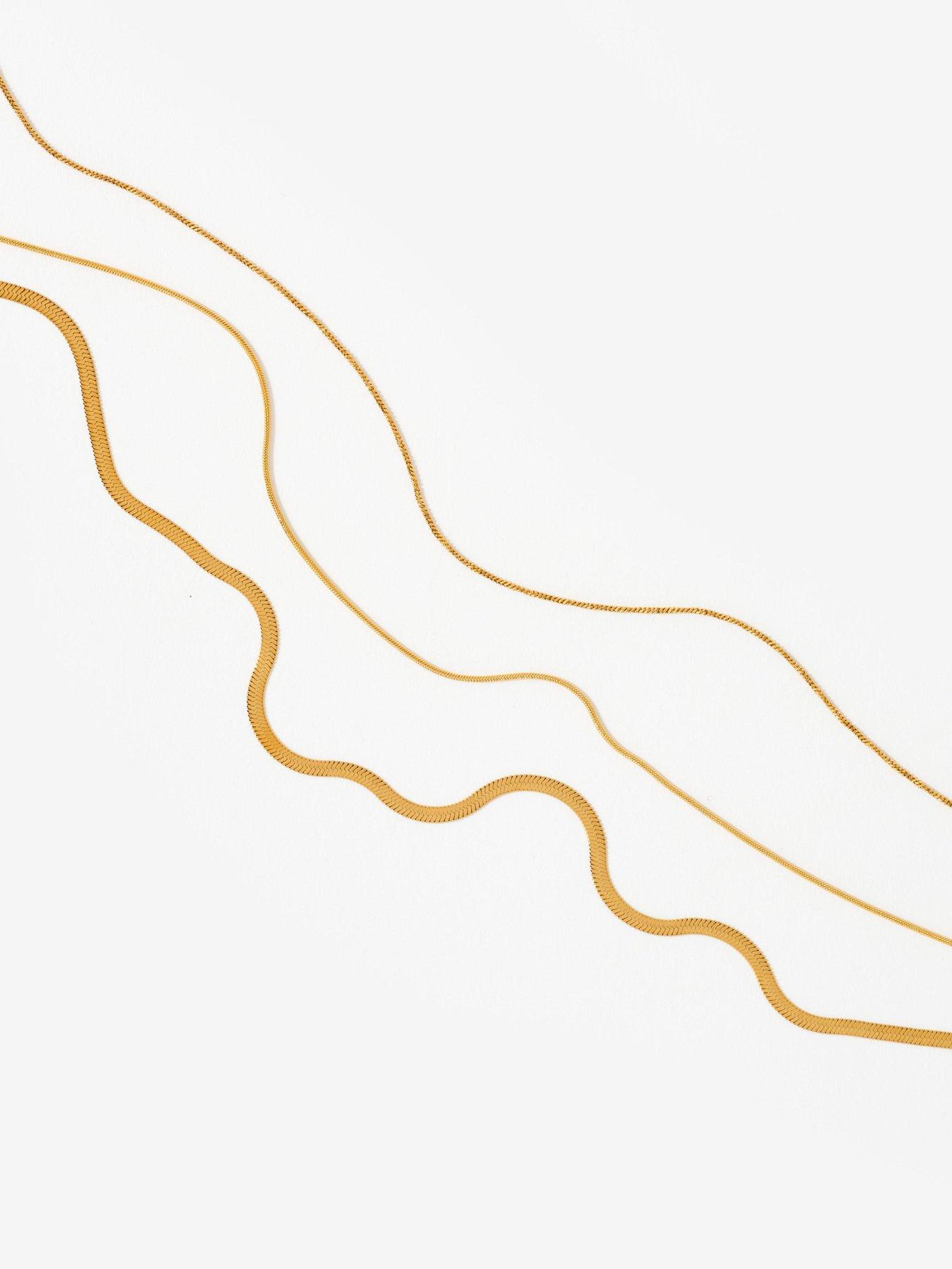 Image 5 of 5 of Mint Velvet Stainless Steel Triple Layered Necklace - Gold