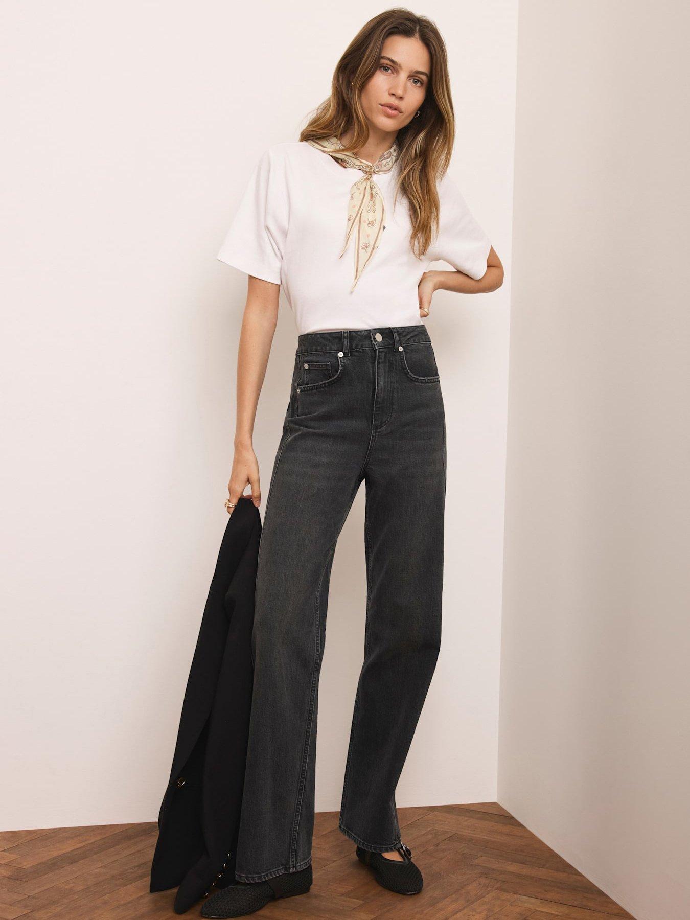 Image 1 of 6 of Mint Velvet Column Straight Jeans - Black Wash