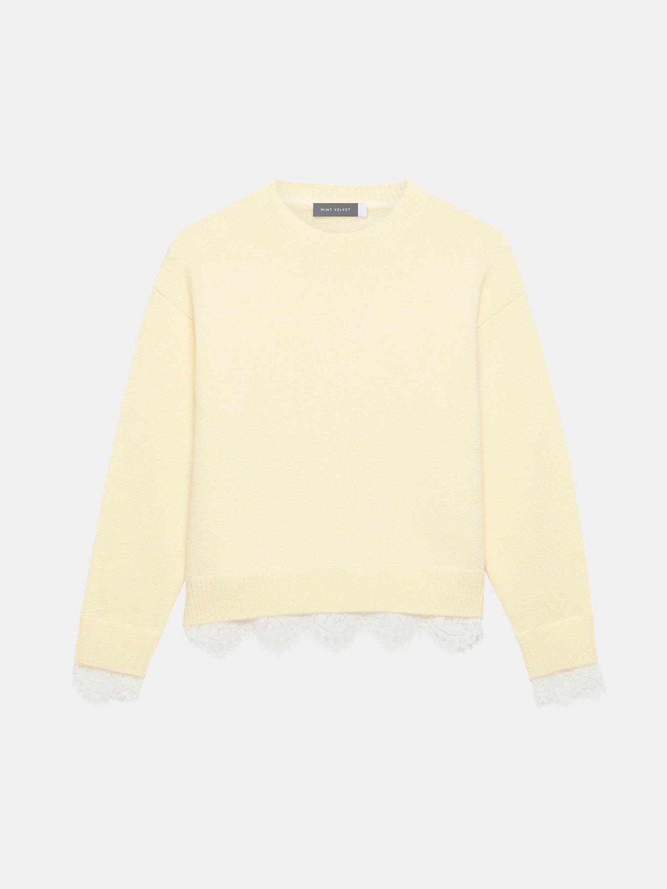 Image 3 of 4 of Mint Velvet Yellow Lace Hem Jumper