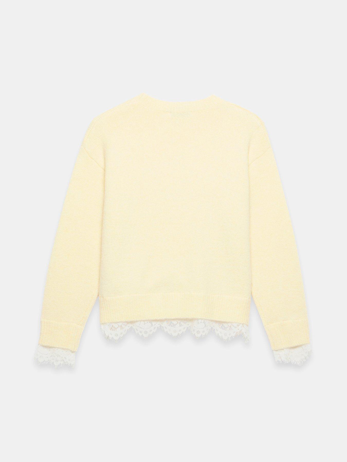 Image 4 of 4 of Mint Velvet Yellow Lace Hem Jumper