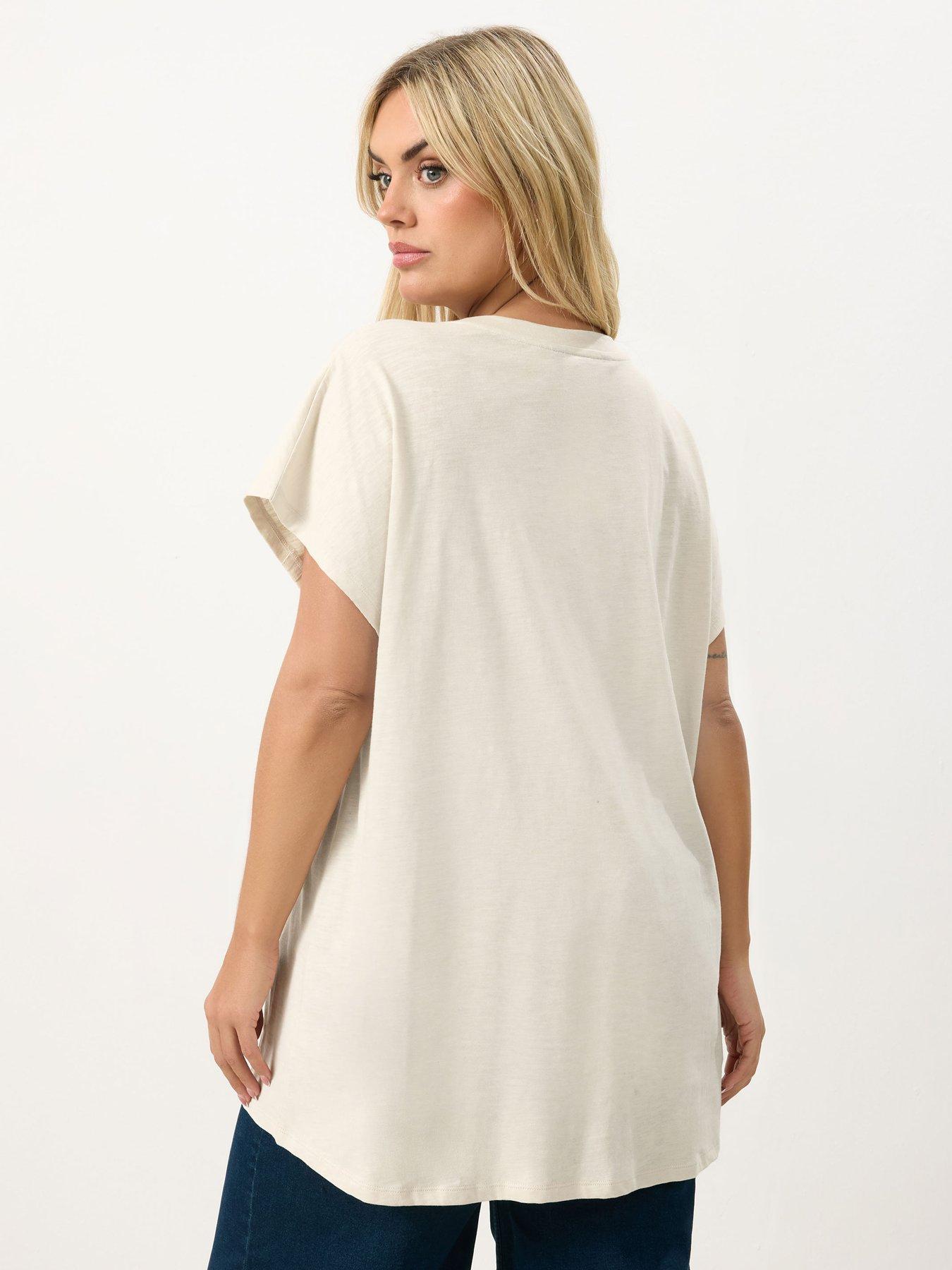 Image 2 of 5 of Yours Curve Cotton Slub Stud T-shirt