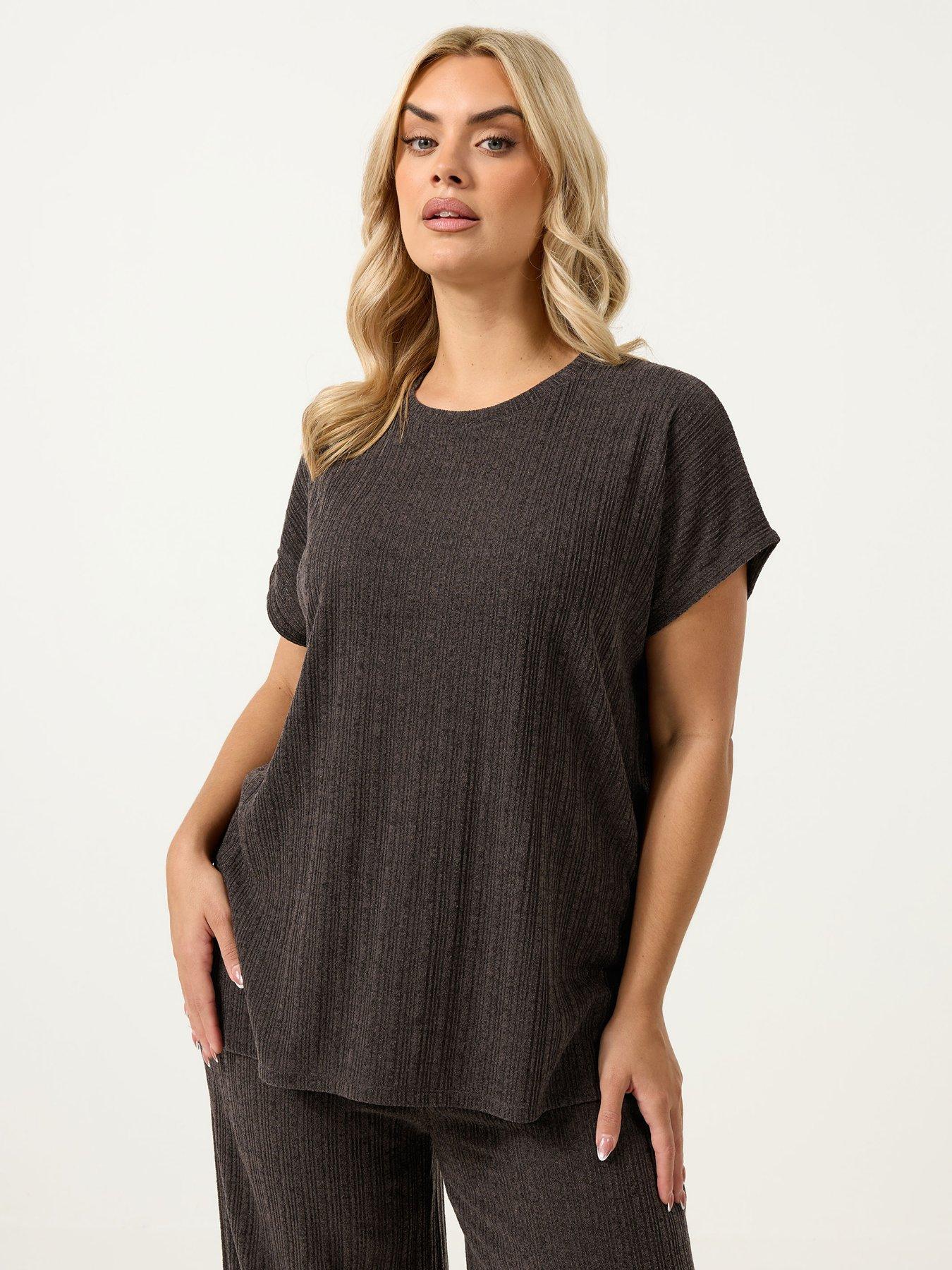 Yours Curve Knitted 2 Piece T-shirt Co Ord