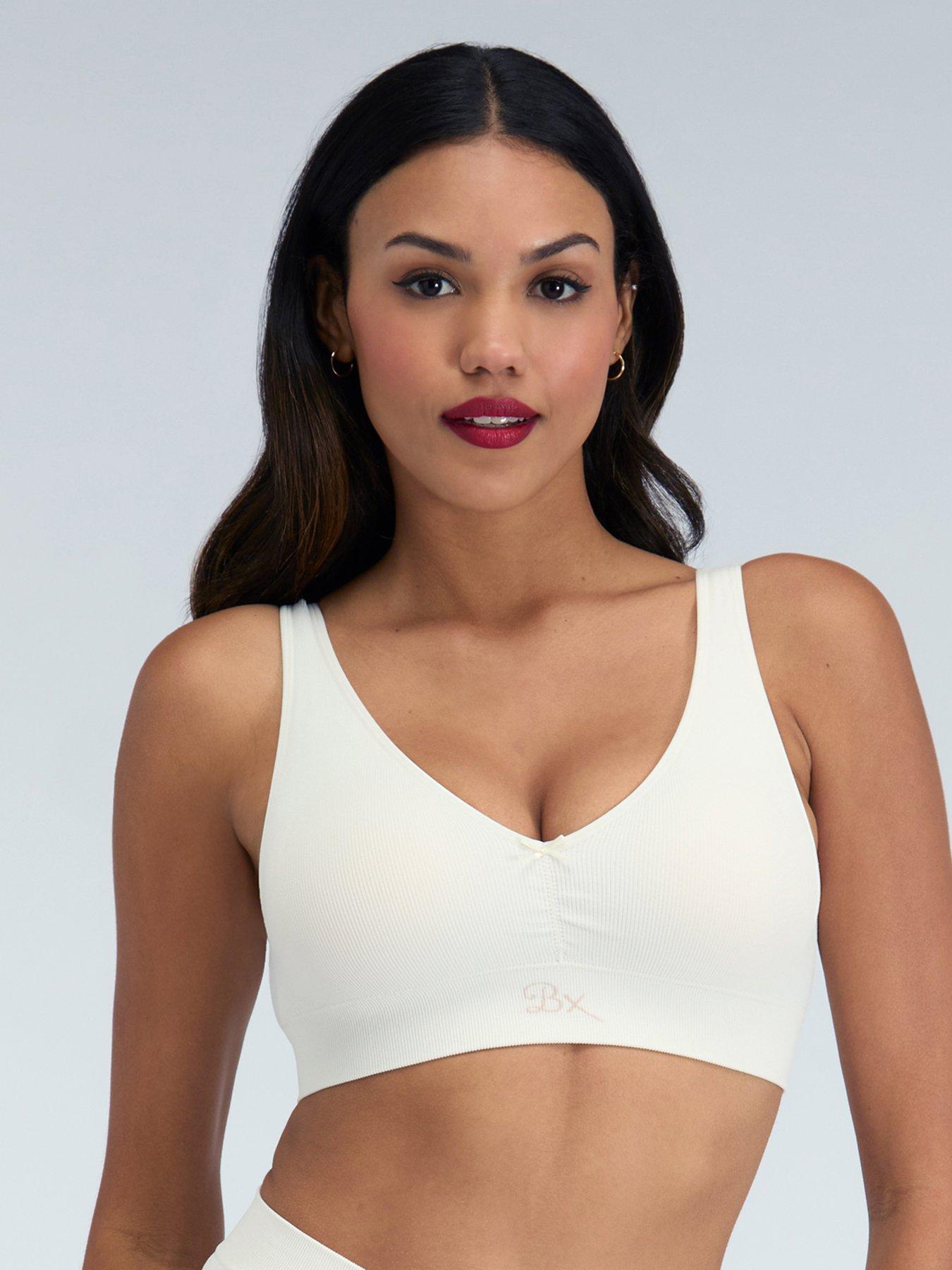 Boux Avenue Rib Seamless Ruche Bralette - Cream