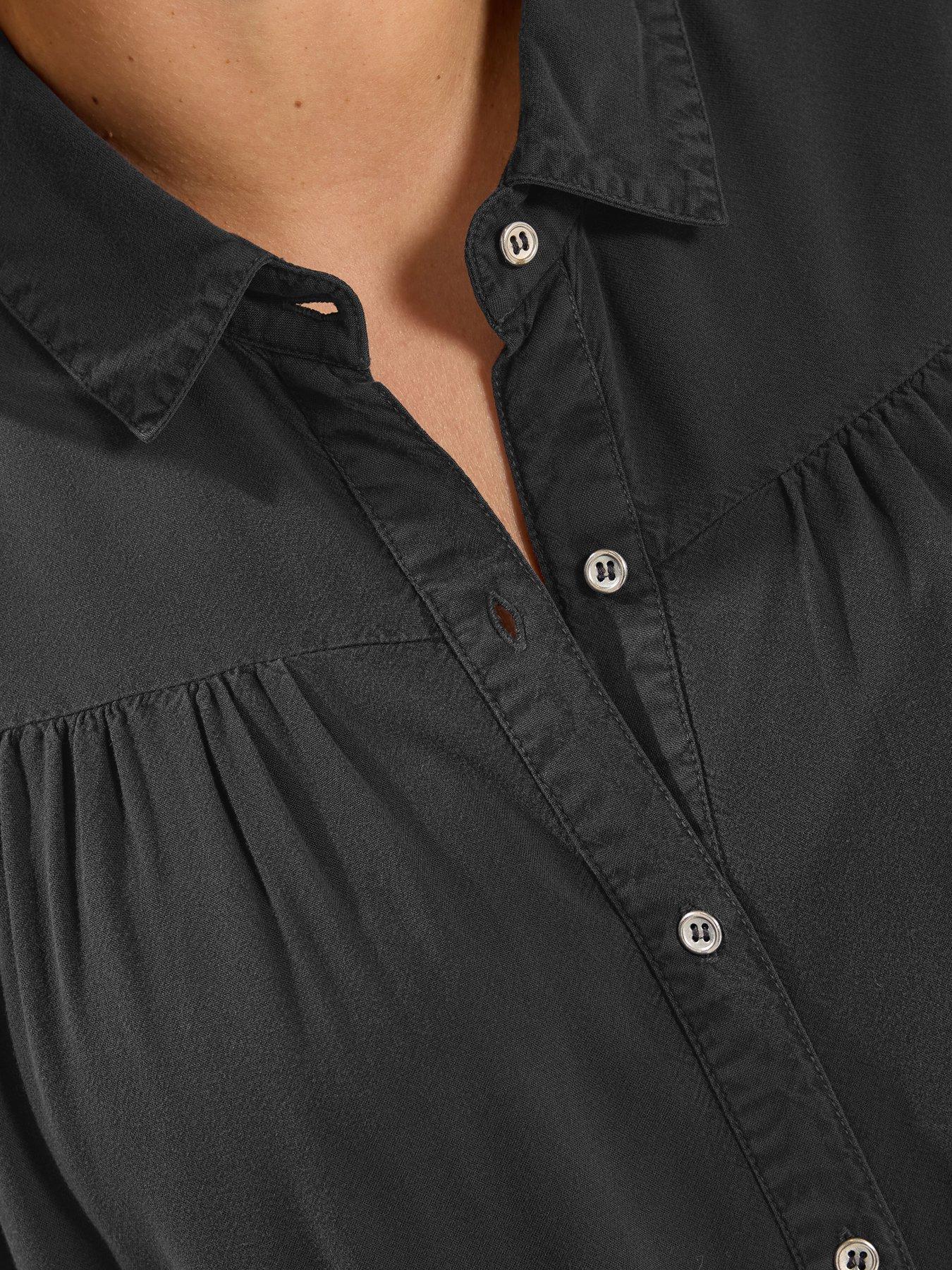 Image 4 of 5 of Yours Curve Tiered Smock Chambray Shirt