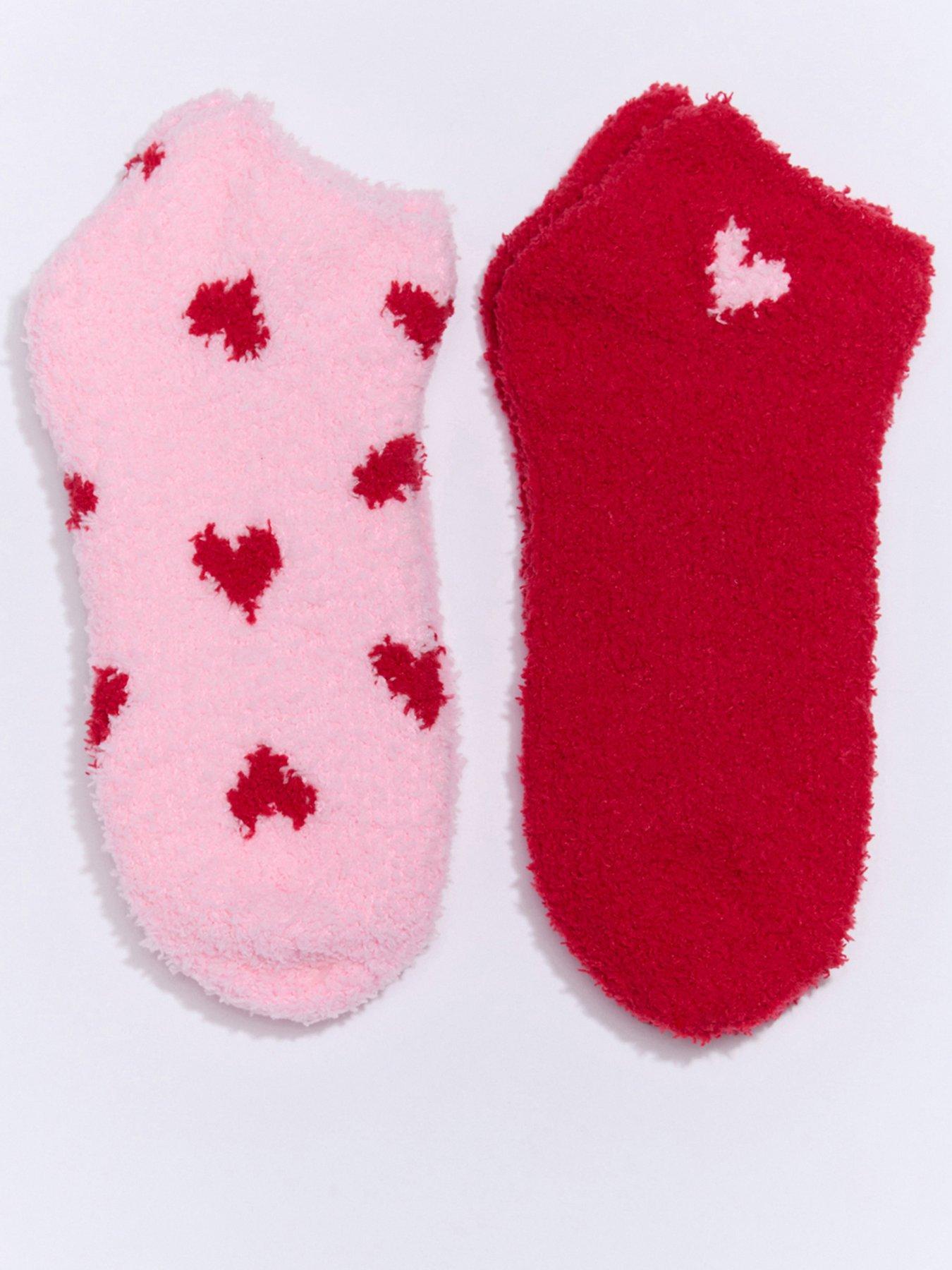 Image 1 of 5 of Boux Avenue Heart 2 Pack Trainer Socks - Red