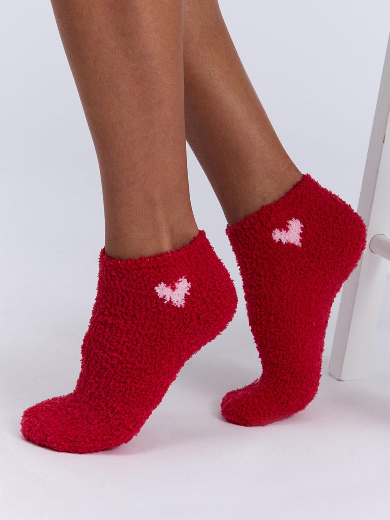 Image 2 of 5 of Boux Avenue Heart 2 Pack Trainer Socks - Red