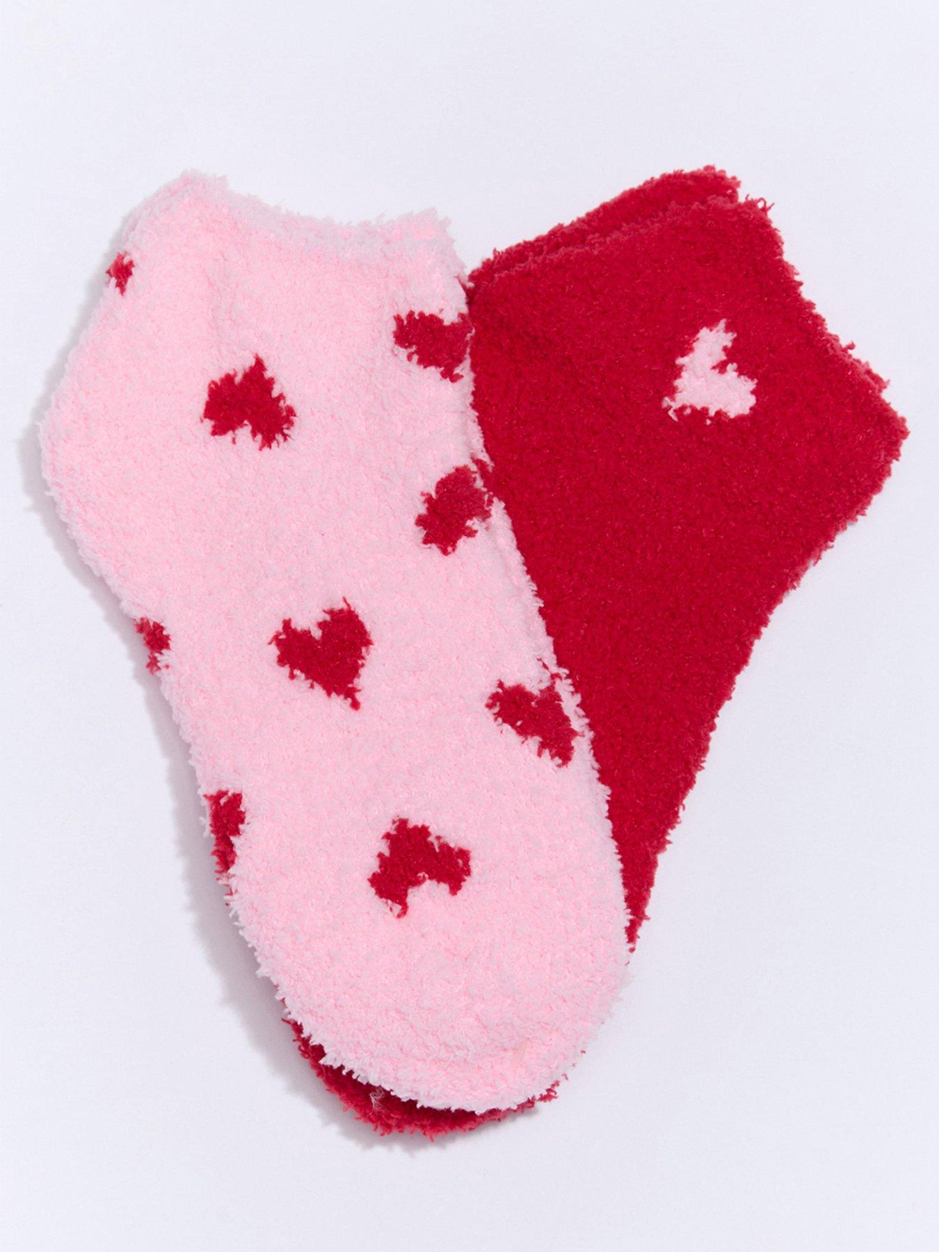 Image 4 of 5 of Boux Avenue Heart 2 Pack Trainer Socks - Red