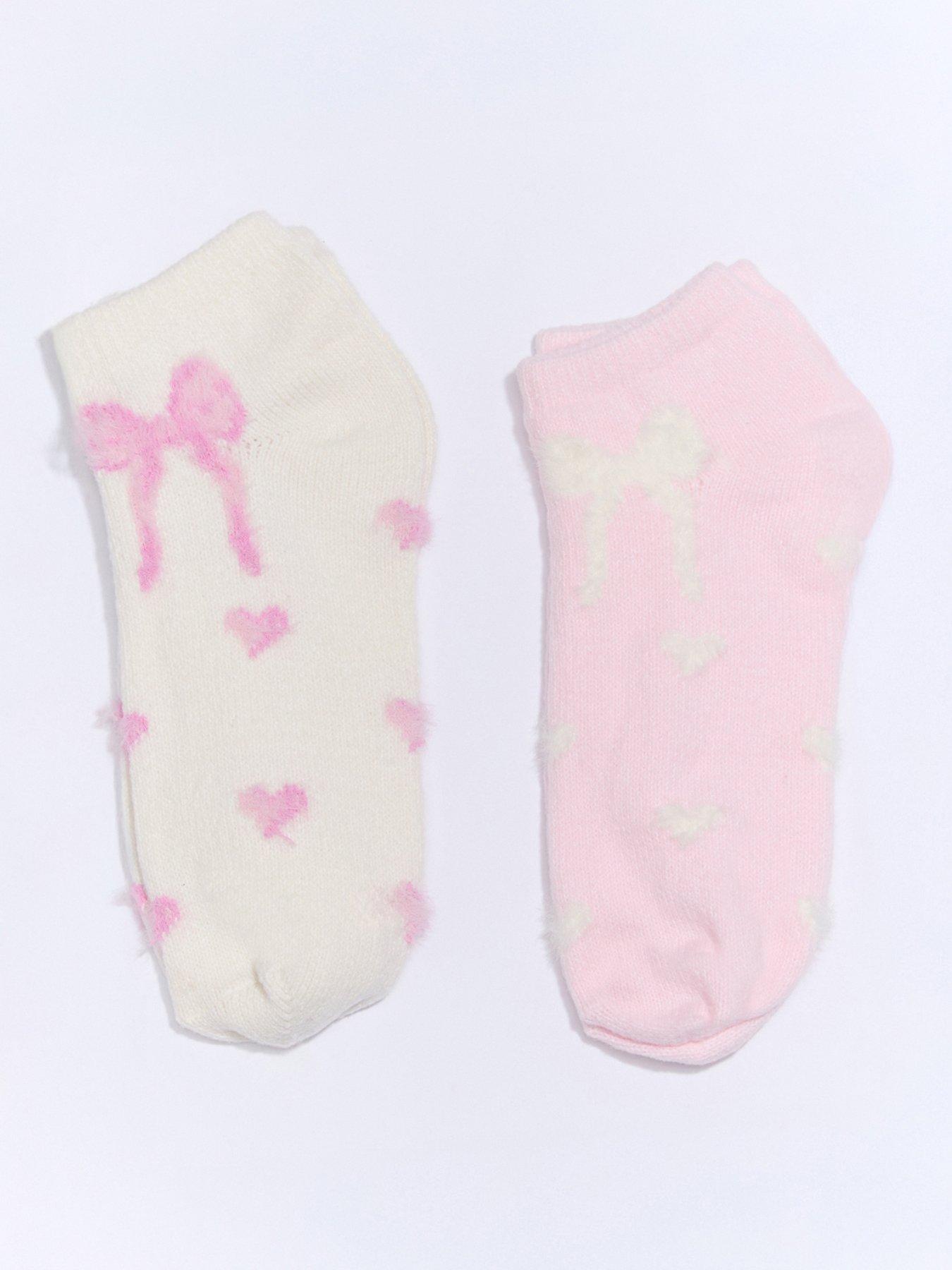 Boux Avenue Bow 2 Pack Trainer Socks - Pink