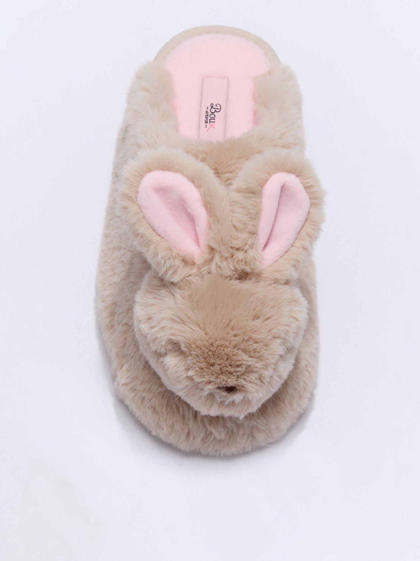 Boux Avenue Plush Bunny Mule Slippers - Beige