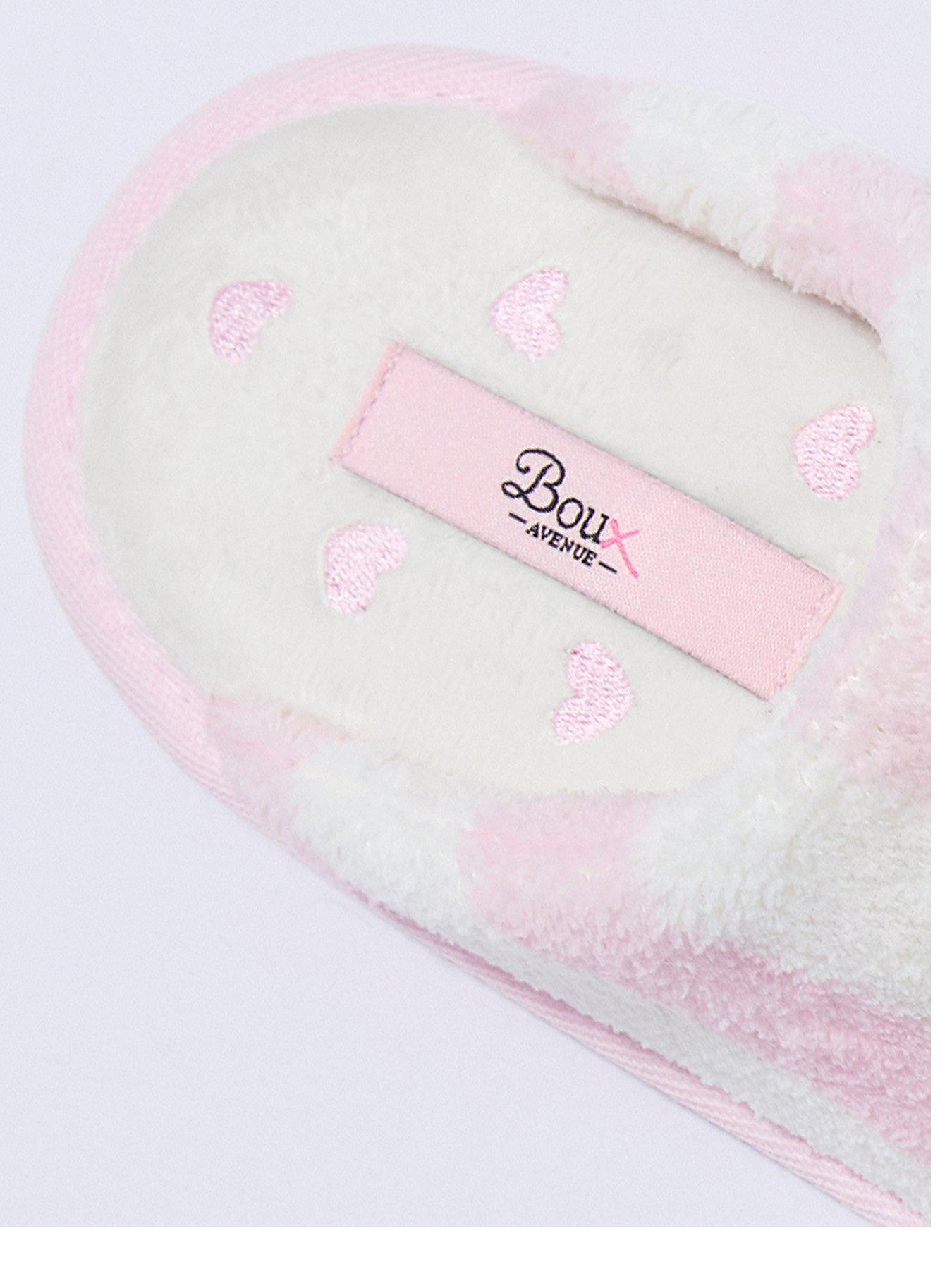 Image 4 of 5 of Boux Avenue Heart Embroidered Sole Mule Slippers - Pink Stripe