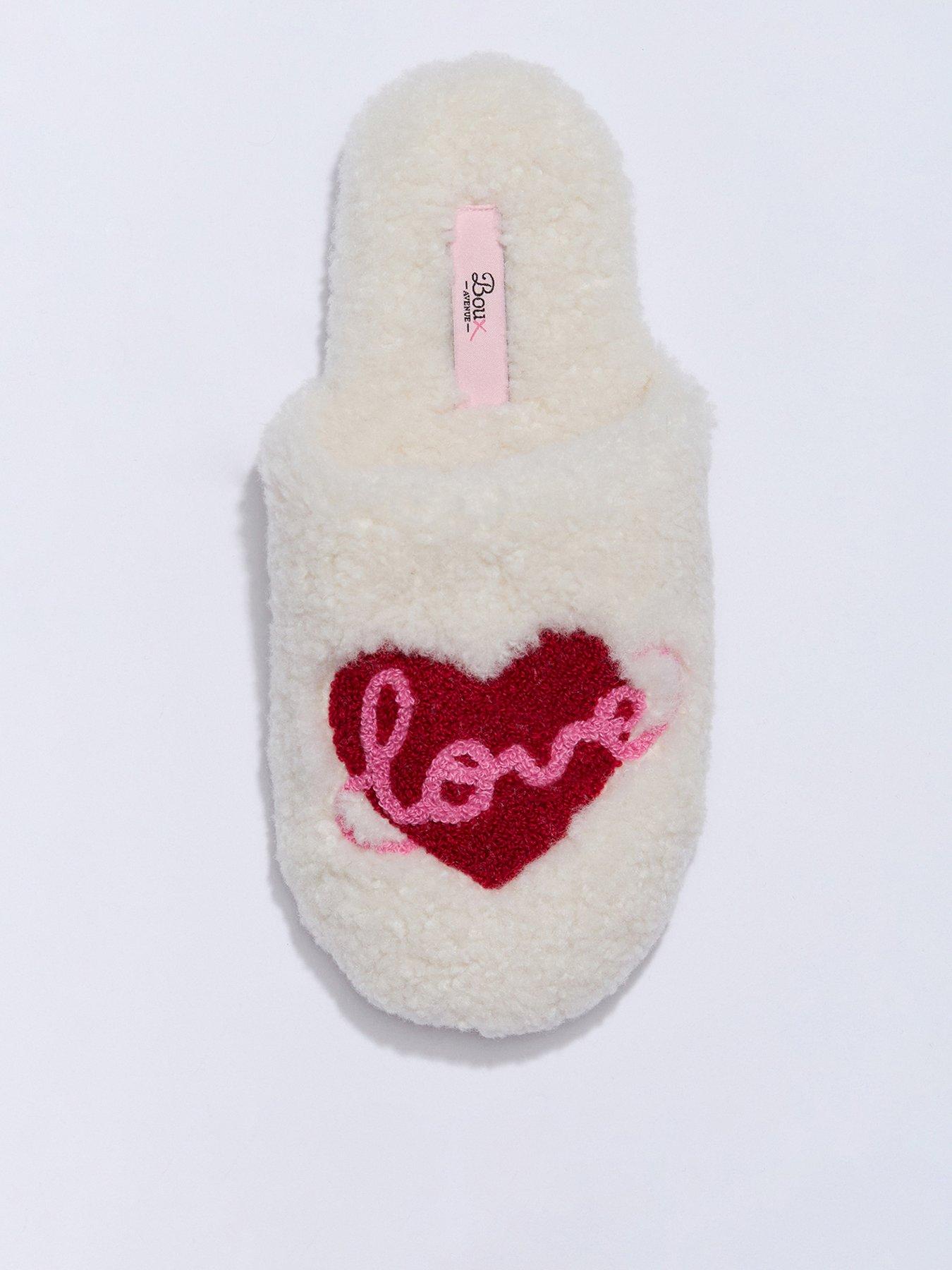 Boux Avenue Love Borg Mule Slippers - Ivory Mix - White