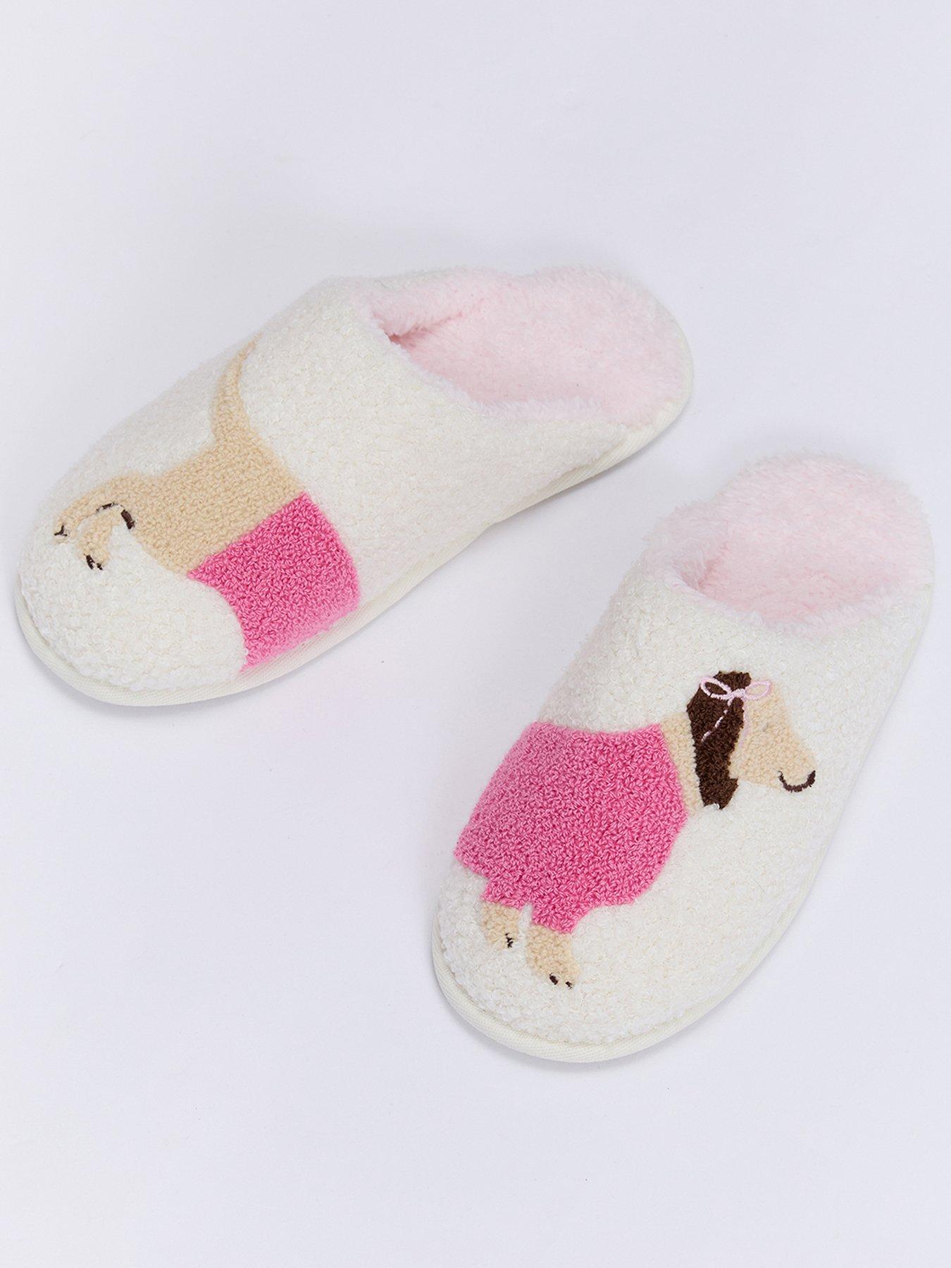 Boux Avenue Dog Borg Mule Slippers - Ivory Mix