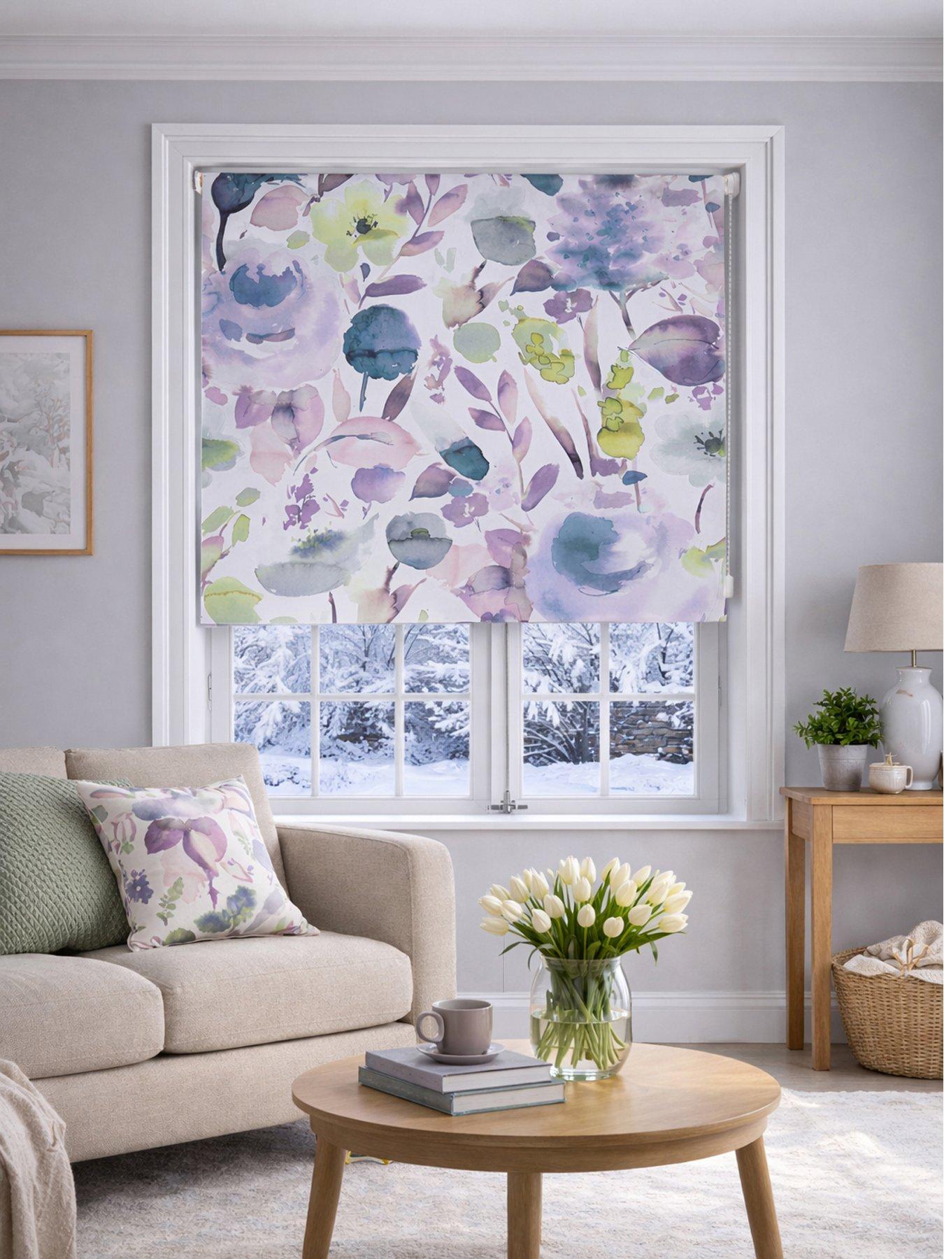 The Very Collection Painted Floral Roller Blind 150x160 - Winter