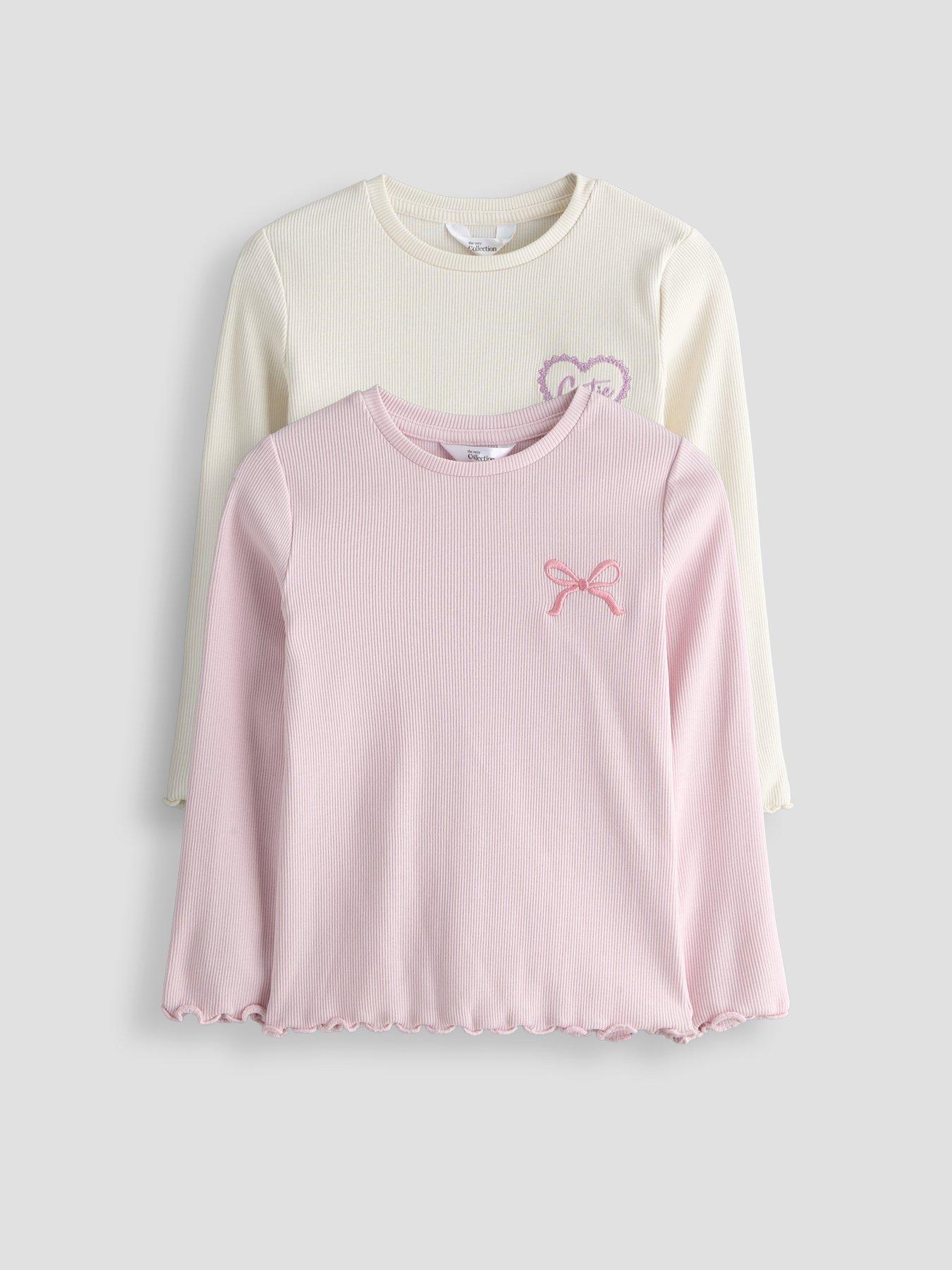 Image 1 of 5 of The Very Collection Girls Rib Long Sleeve Basic T-shirts (9 months - 7 years) - Multi