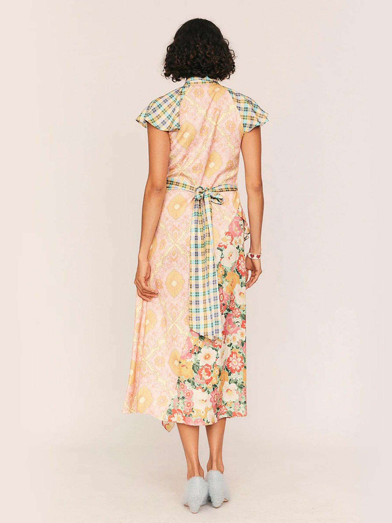 Image 2 of 4 of Summery Leni Spliced Print Wrap Dress - Multi