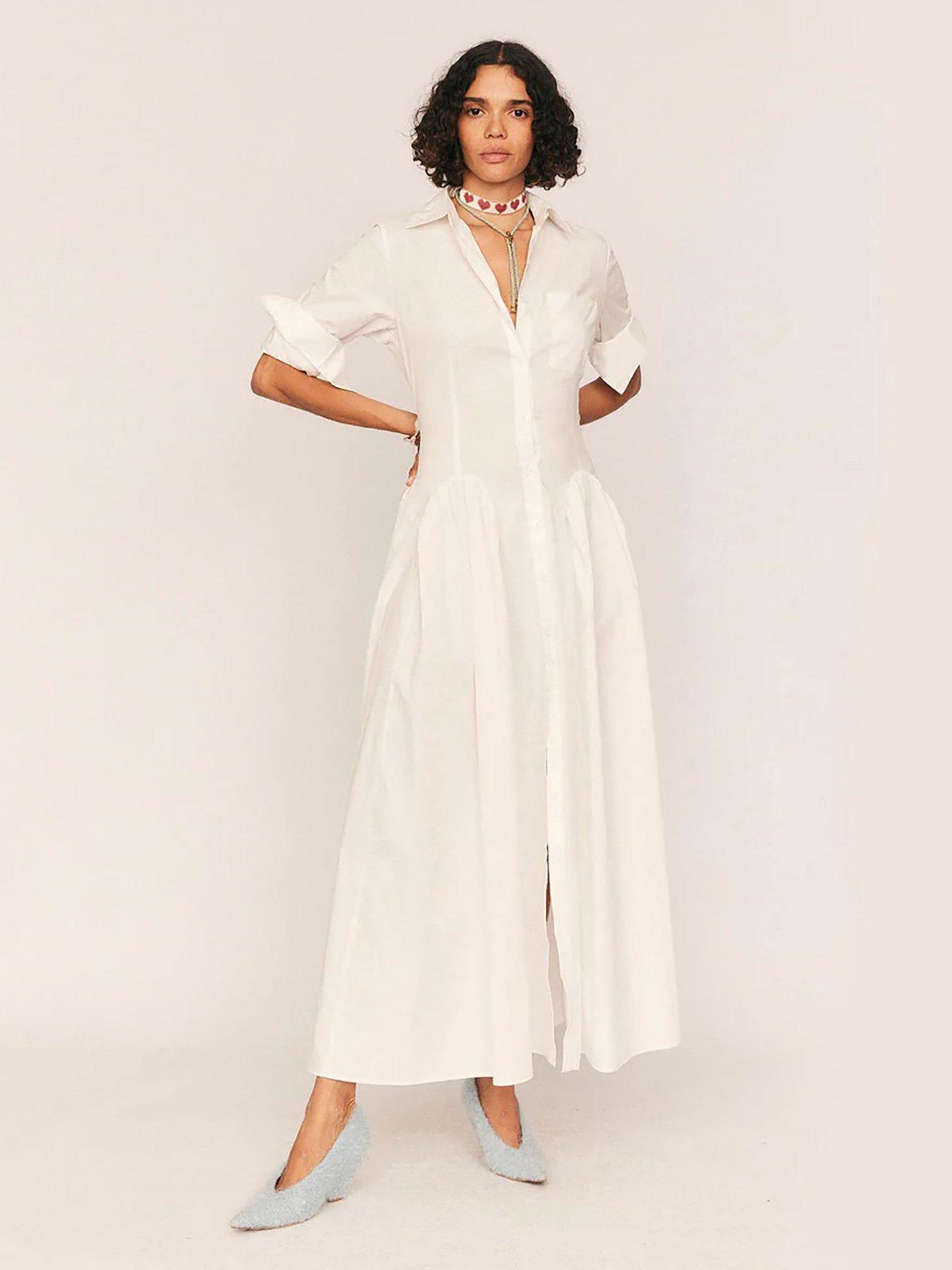 Summery Godet Maxi Shirt Dress