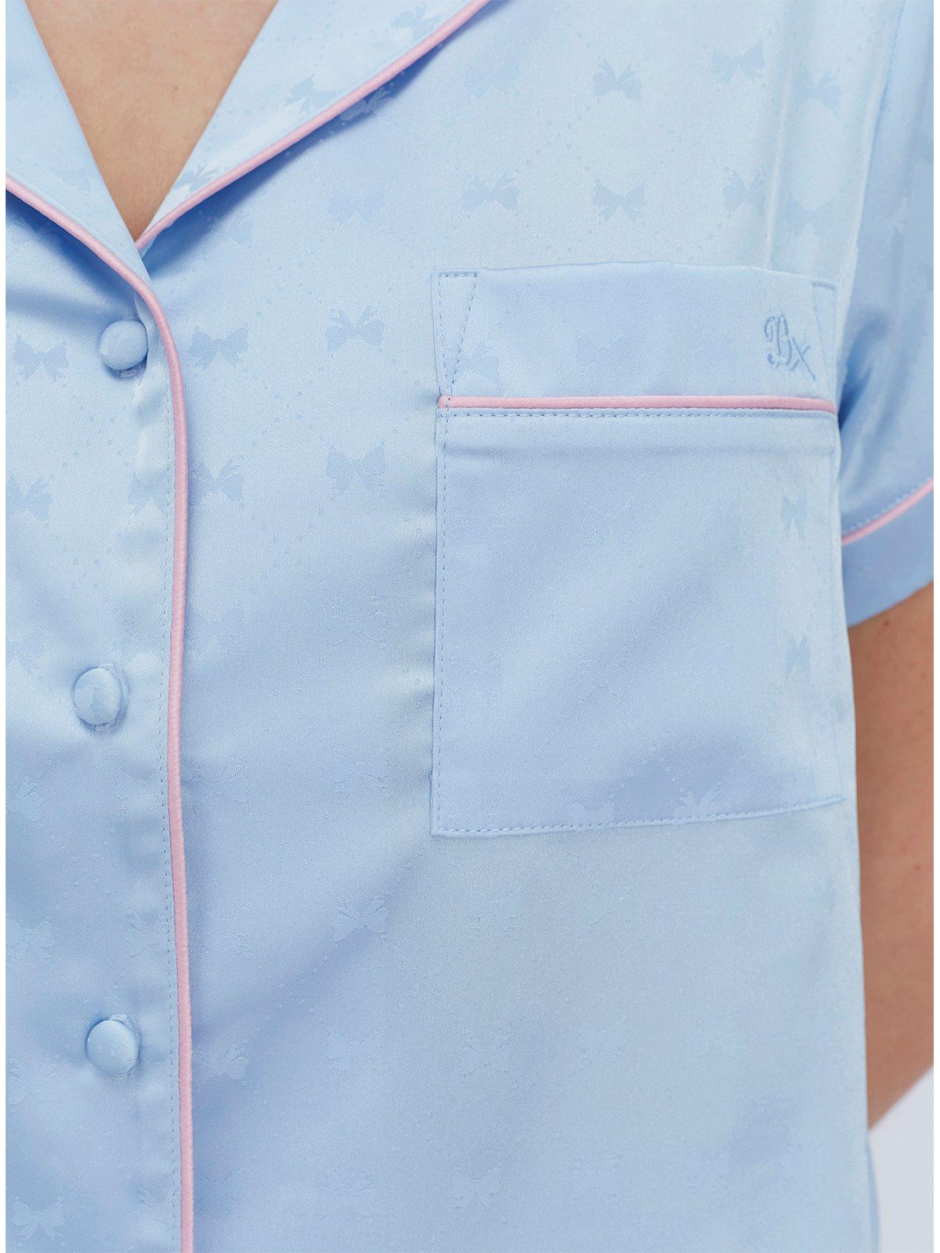 Image 7 of 7 of Boux Avenue Bow Satin Short Pyjama Set - Blue