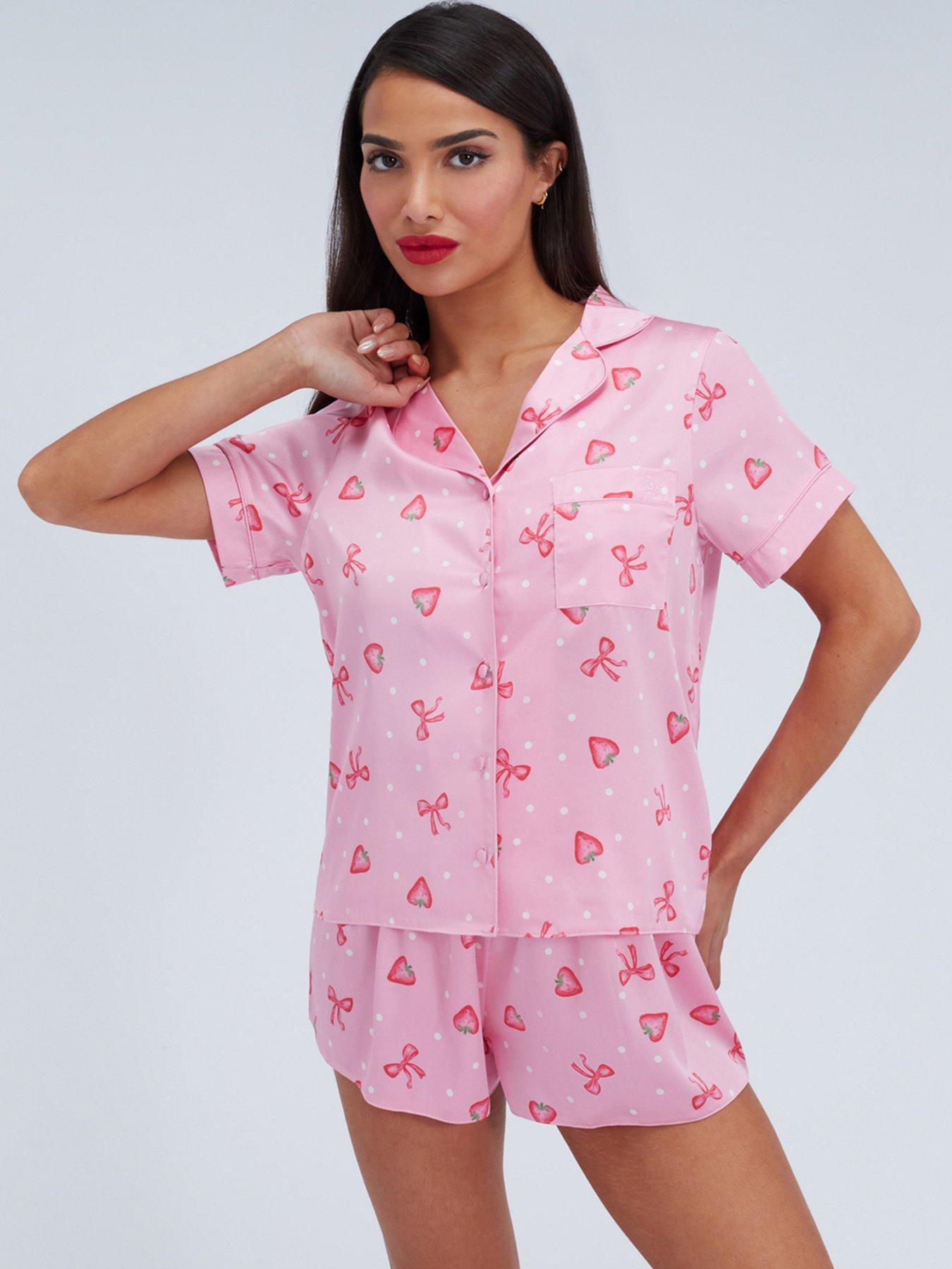 Boux Avenue Strawberry Satin Short Pyjama Set - Pink