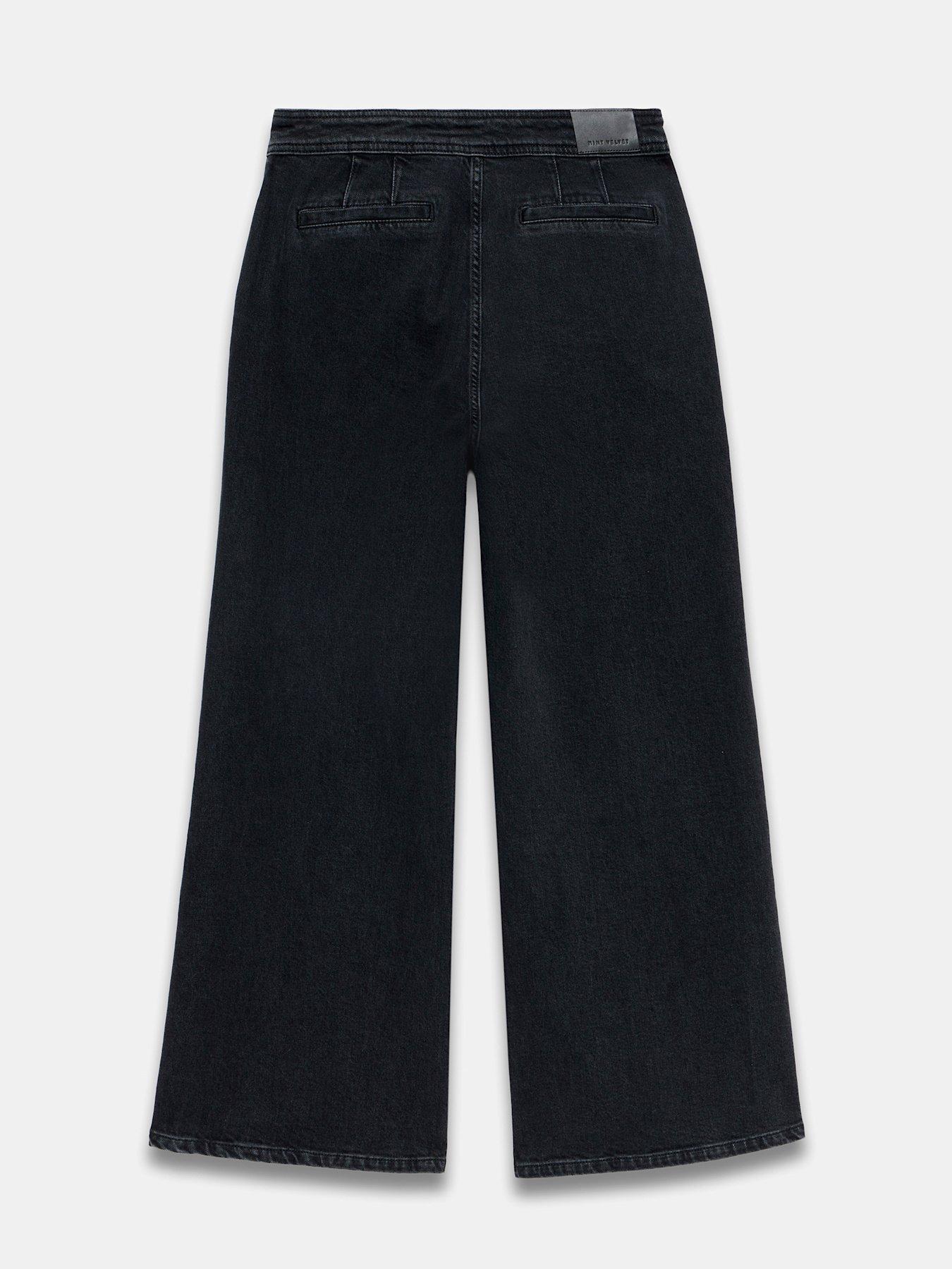 Image 7 of 7 of Mint Velvet Button Front Wide Jeans - Black