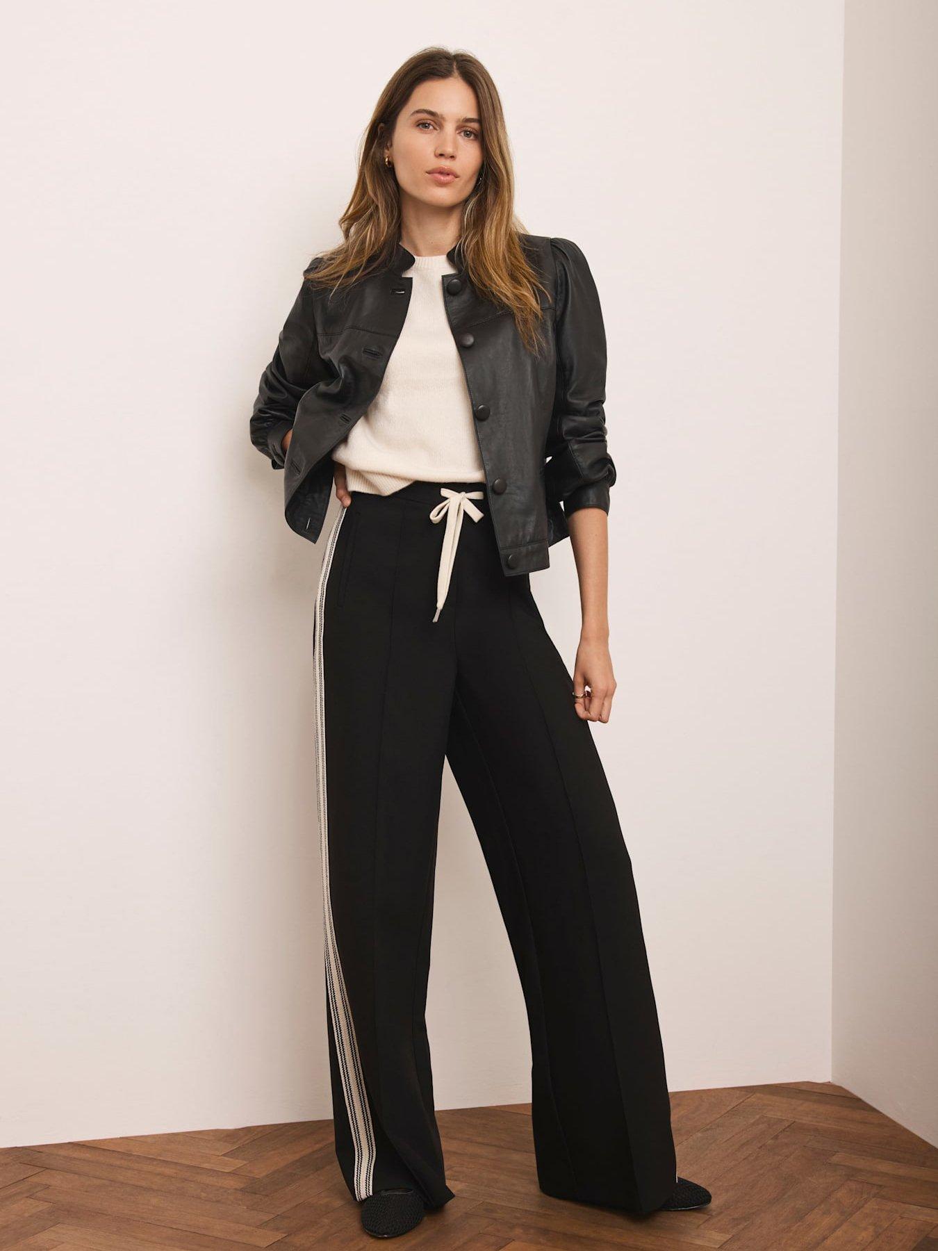 Image 4 of 7 of Mint Velvet Black Crochet Side Trouser