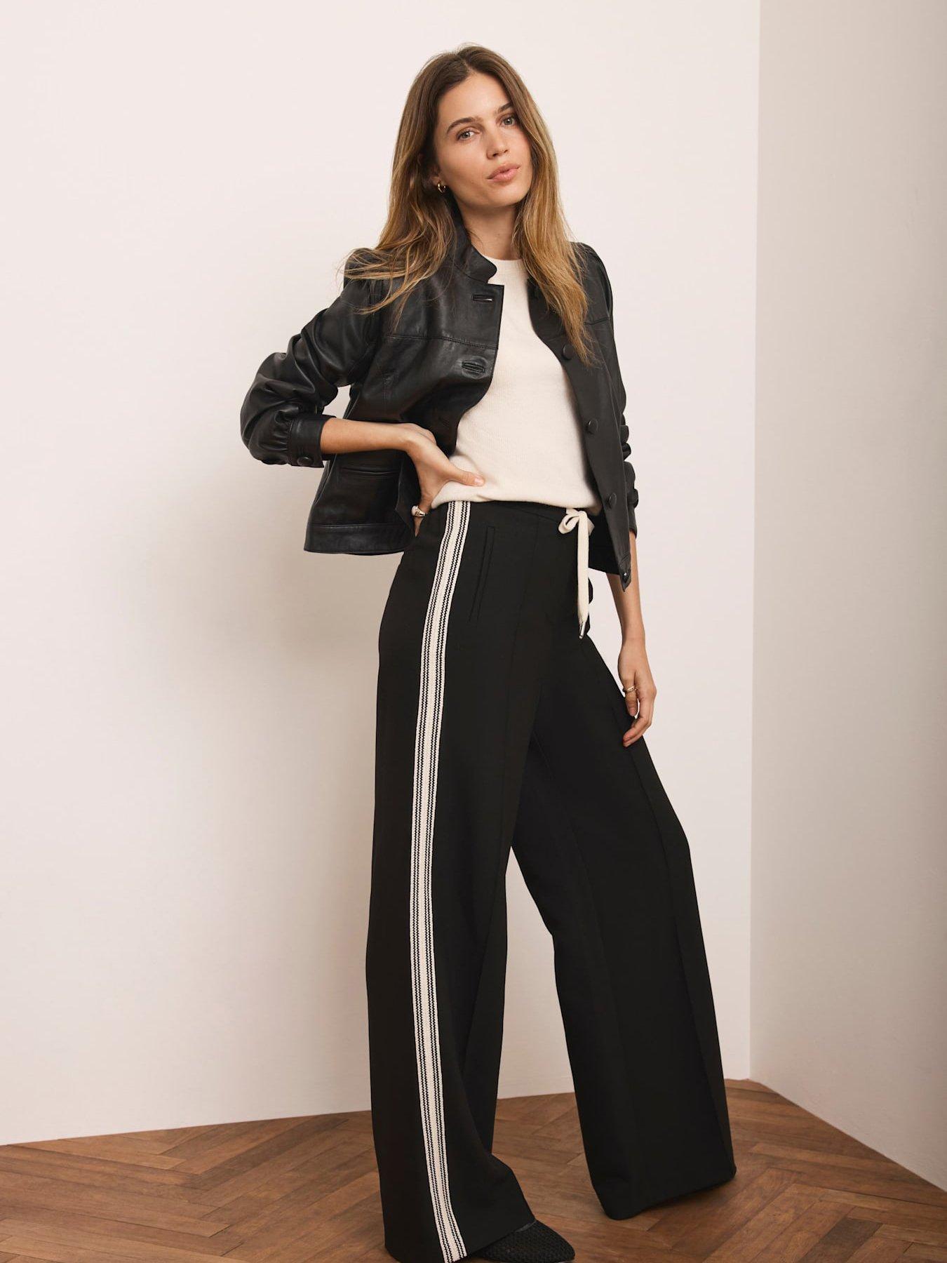 Image 6 of 7 of Mint Velvet Black Crochet Side Trouser