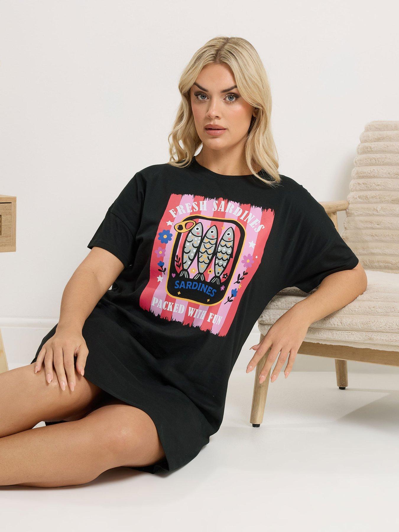 Image 3 of 5 of Yours Curve Sardines Sleep T-shirt