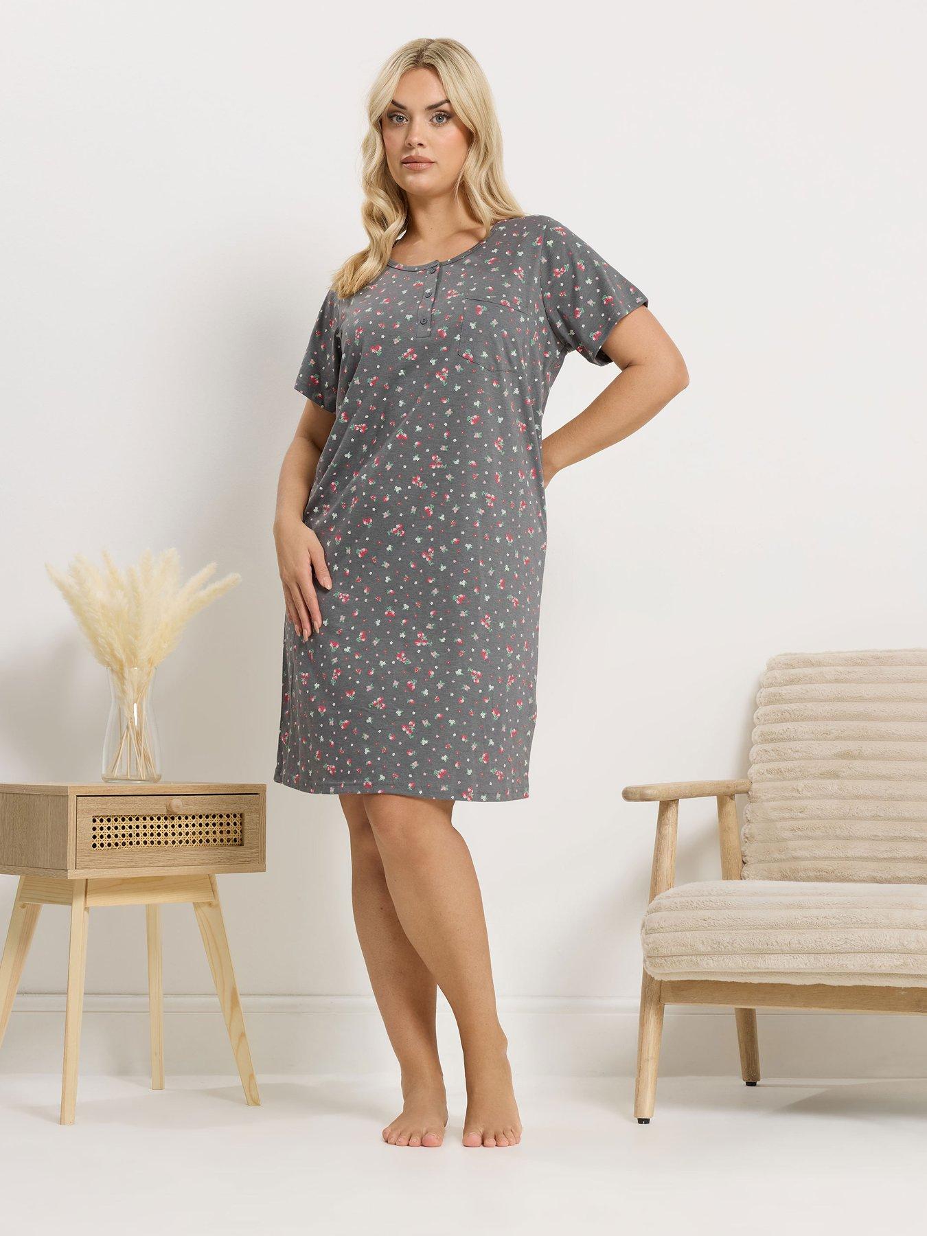 Image 1 of 5 of Yours Curve Ditsy Placket Nightdress