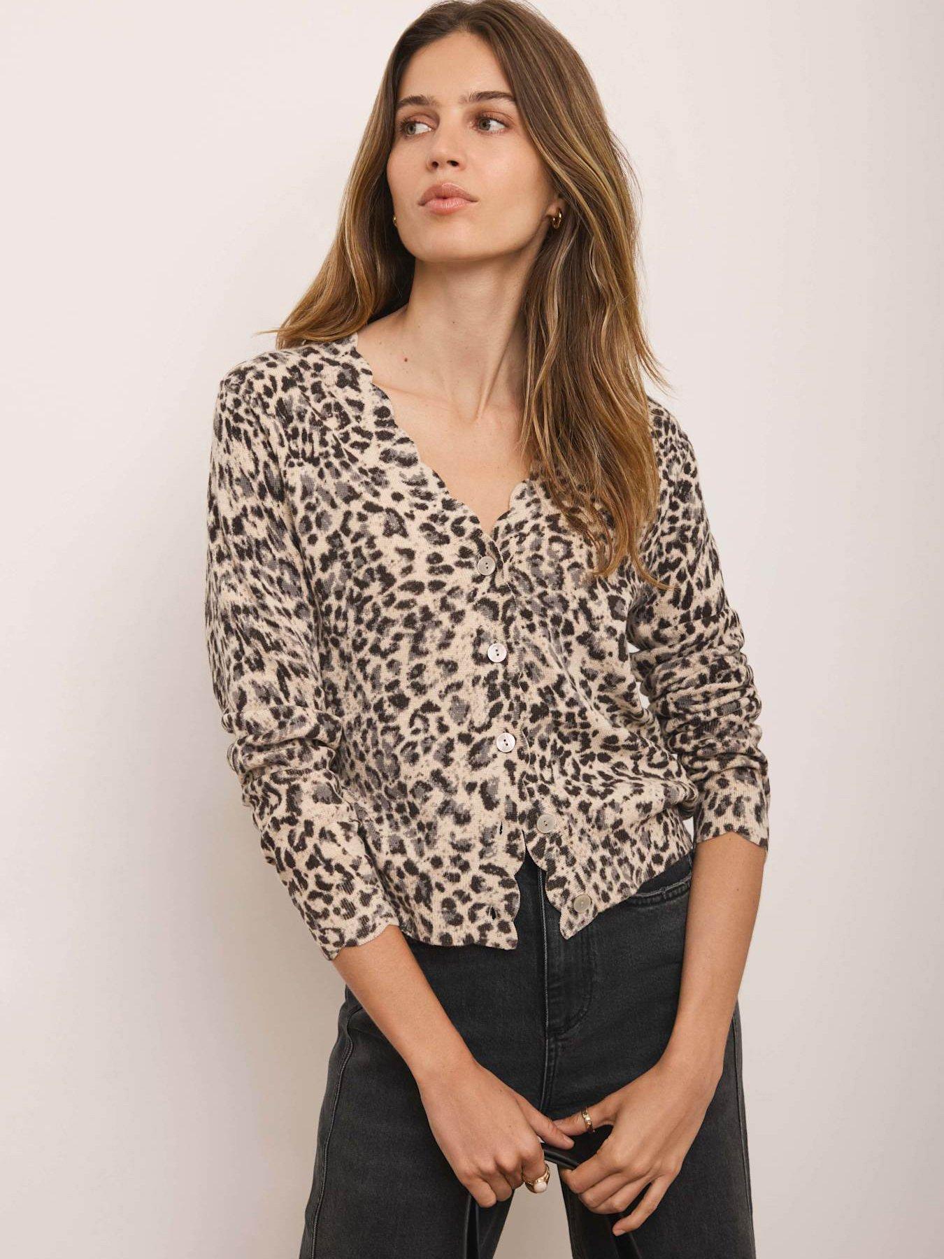 Mint Velvet Leopard Print Cardigan - Cream