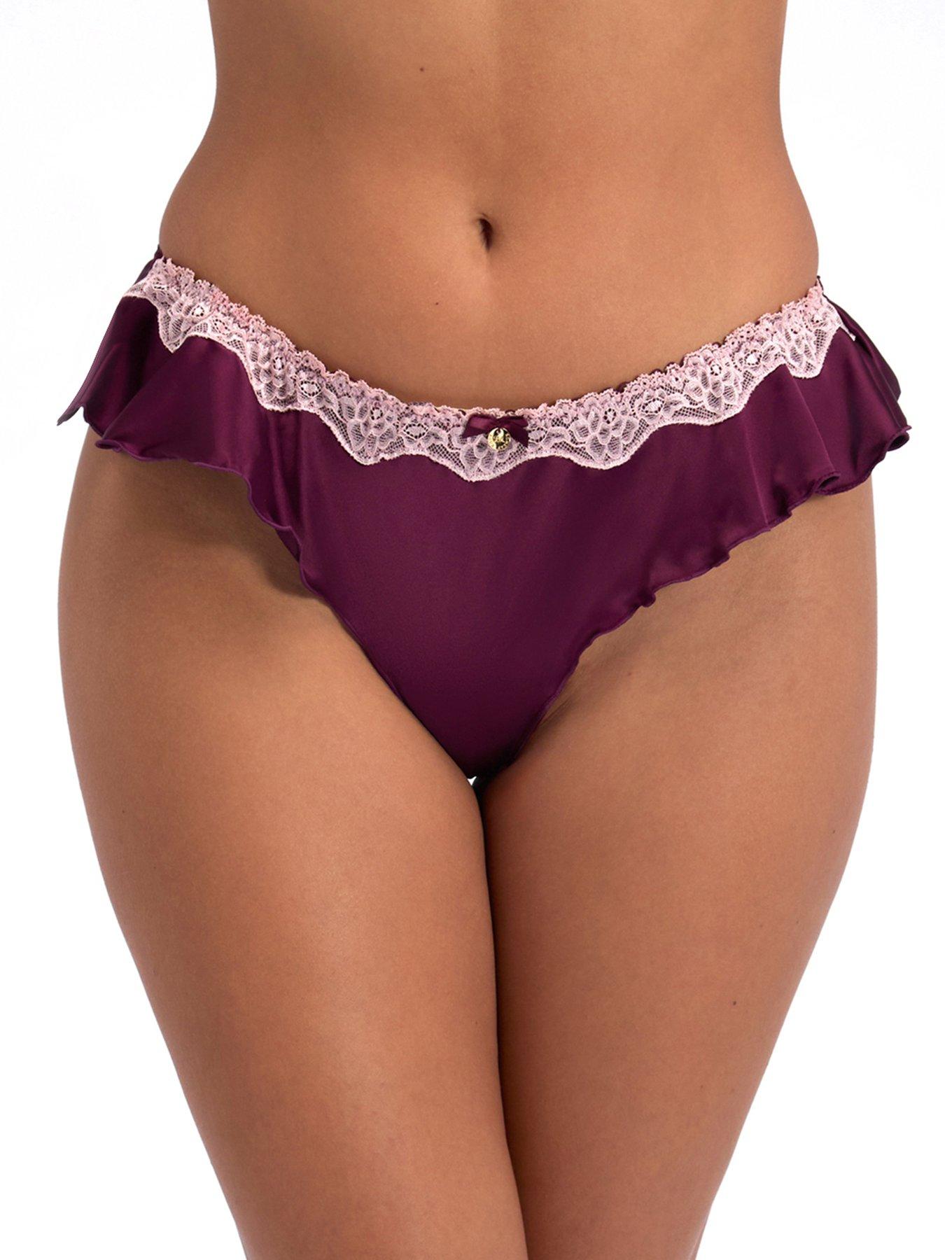 Boux Avenue Boux Avenue Gretta Satin Flutter Brazilian - Berry