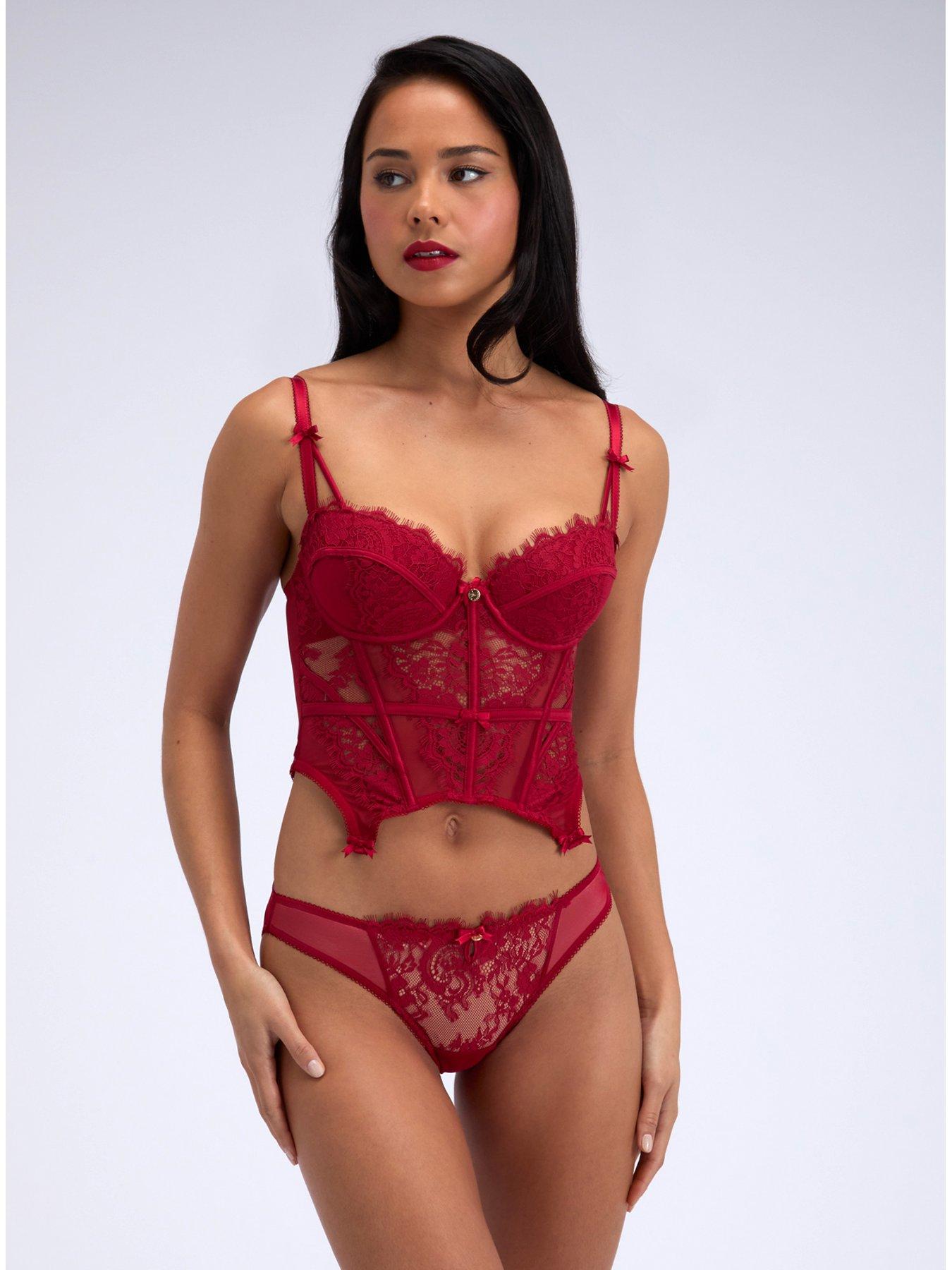 Image 3 of 5 of Boux Avenue Carmine Lace Briefs - Pillar Box Red