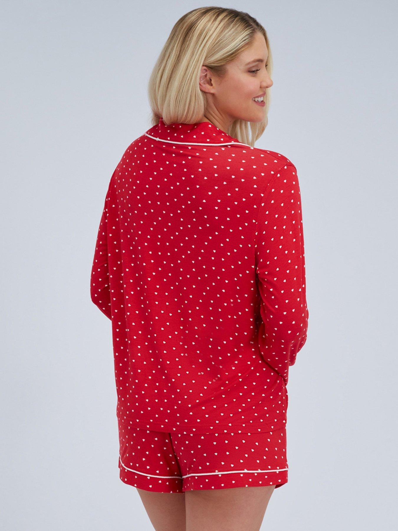 Image 2 of 6 of Boux Avenue Heart Modal Short Pj Set - Red