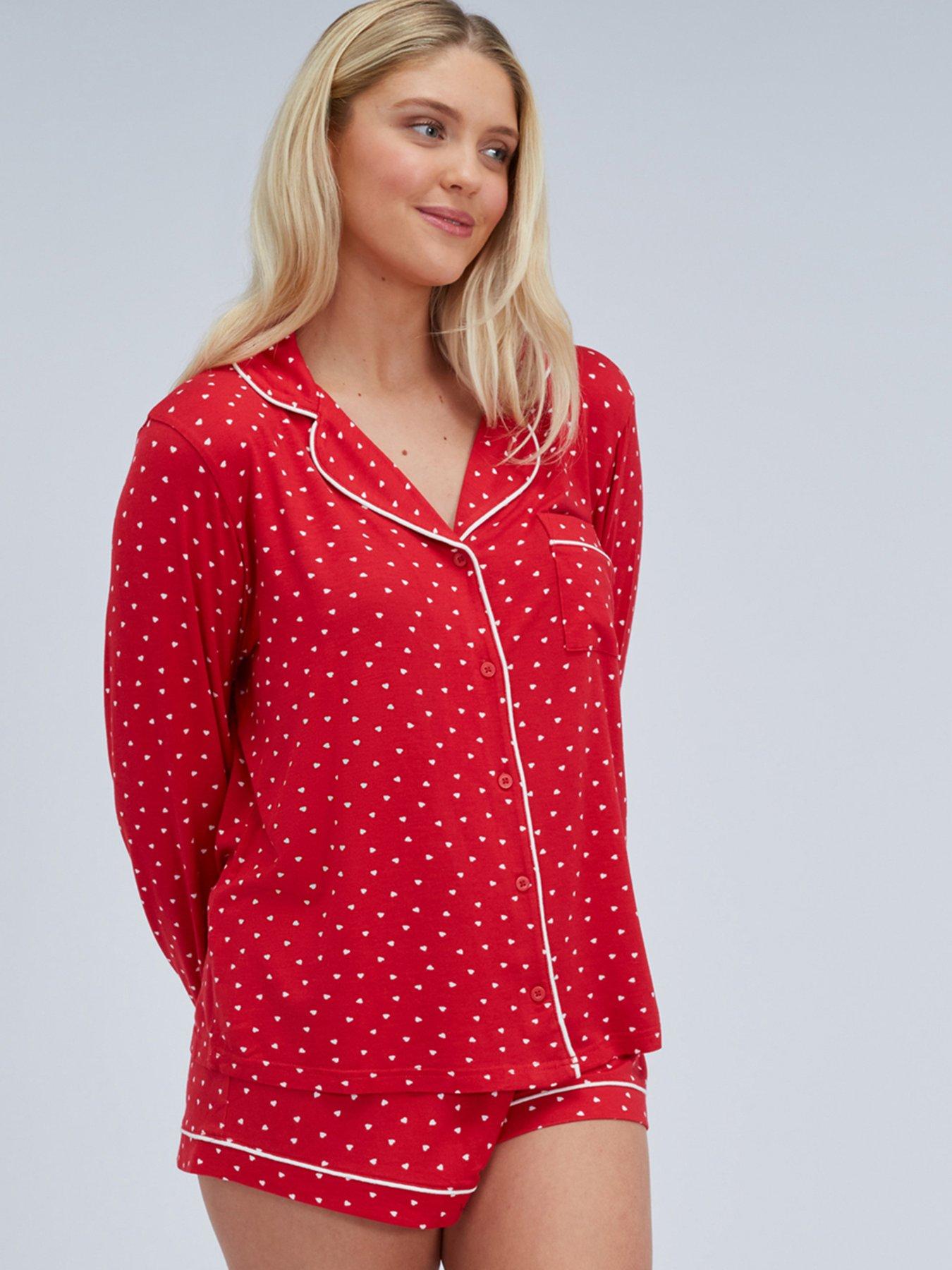 Image 3 of 6 of Boux Avenue Heart Modal Short Pj Set - Red