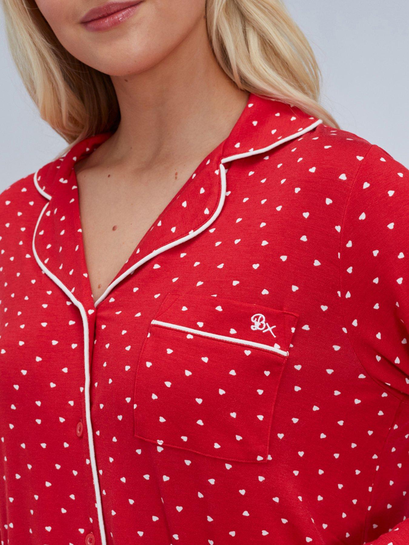 Image 5 of 6 of Boux Avenue Heart Modal Short Pj Set - Red