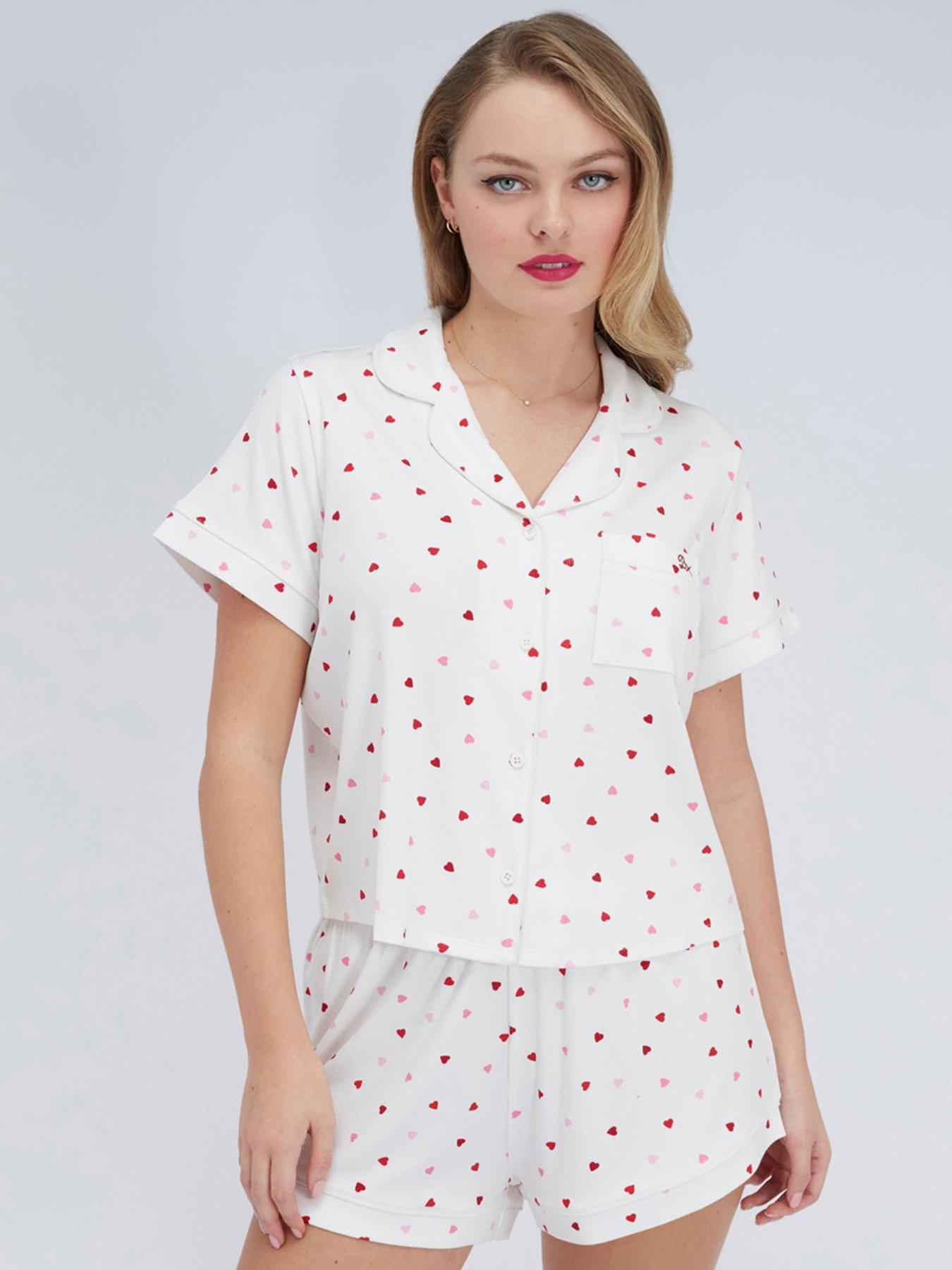 Boux Avenue Heart Rib Modal Short Pj Set - Ivory Mix
