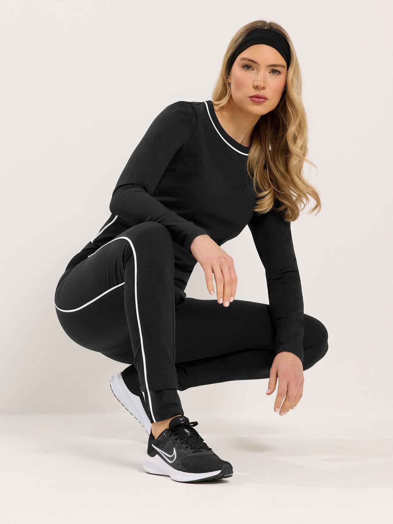 Long Tall Sally Tall Active Piped Leggings, Black, Size 18, Women