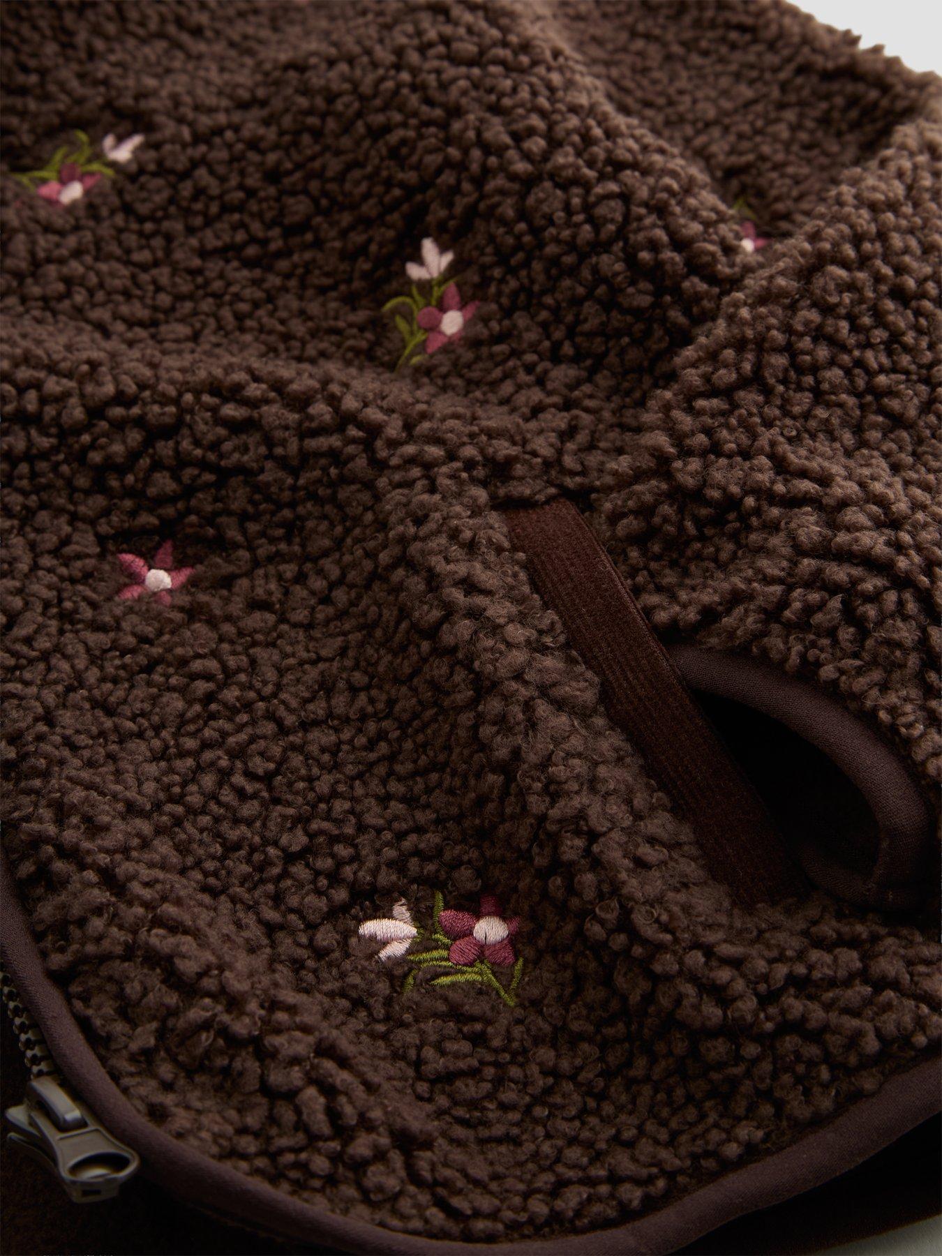 Image 3 of 4 of The Very Collection Girls Borg Zip-Through High Collar Gilet (9 months - 7 years) - Brown
