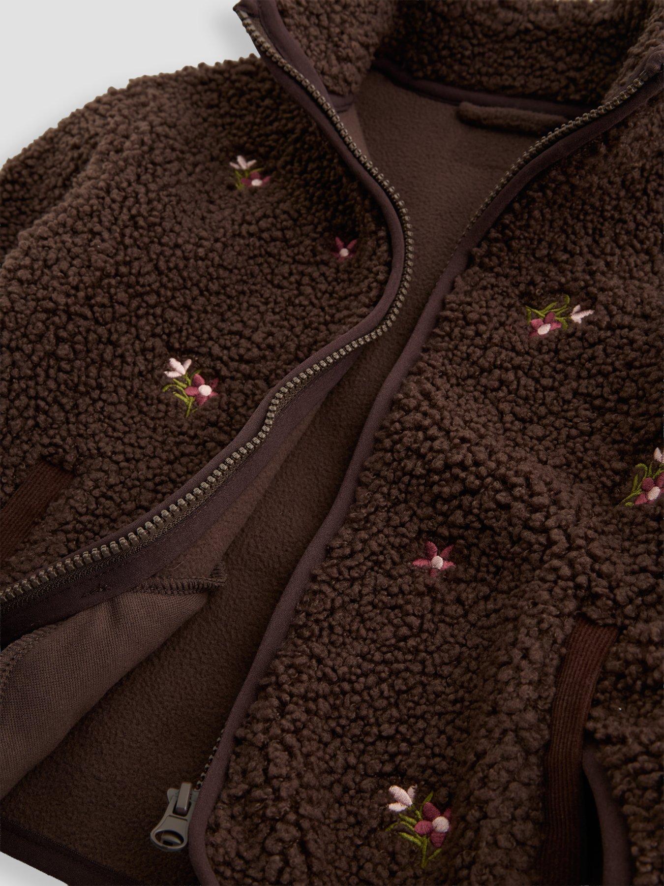 Image 4 of 4 of The Very Collection Girls Borg Zip-Through High Collar Gilet (9 months - 7 years) - Brown