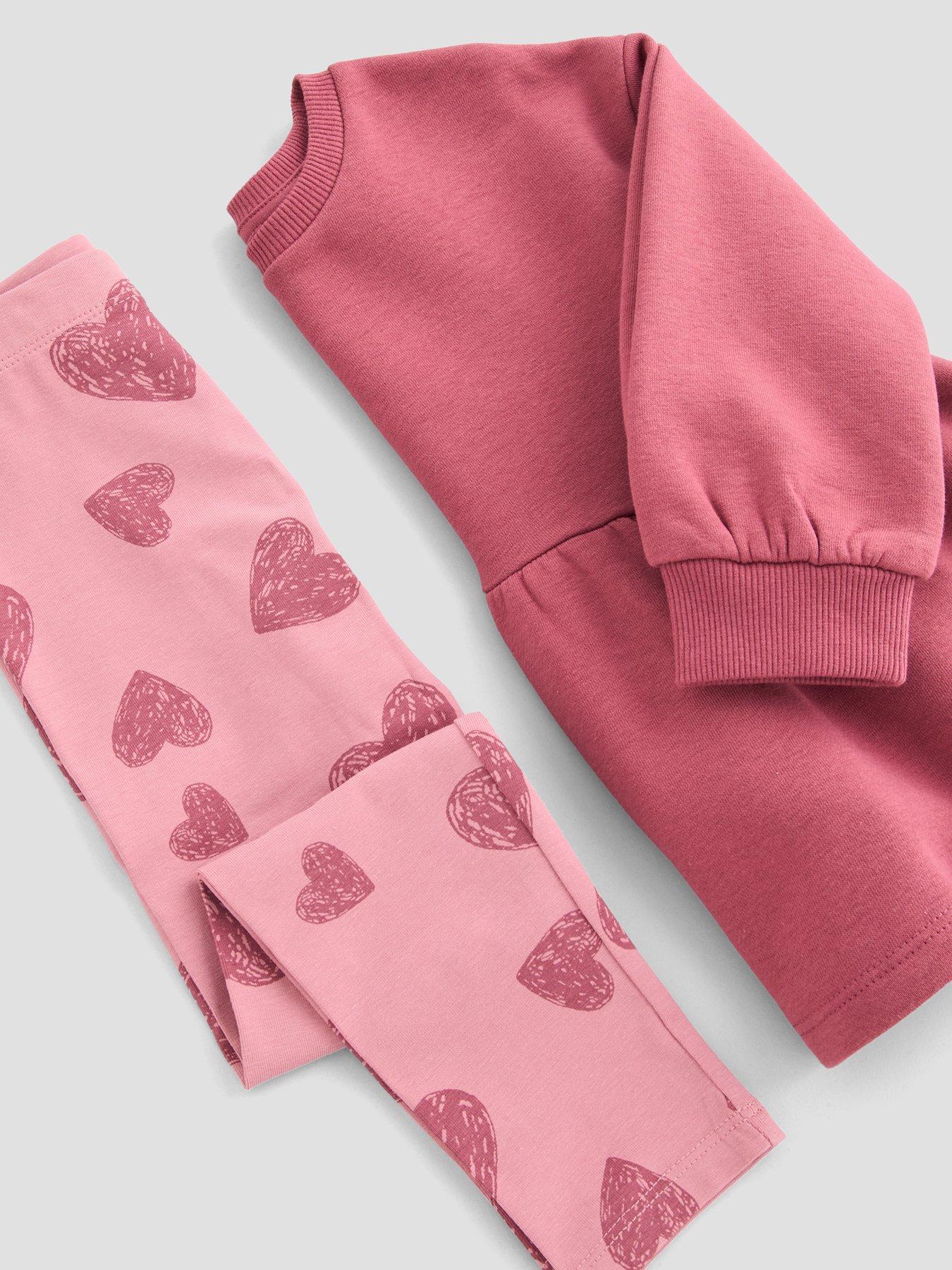 Image 3 of 5 of The Very Collection Girls Peplum Heart Print Sweatshirt And Legging Set (9 months - 7 years) - Pink