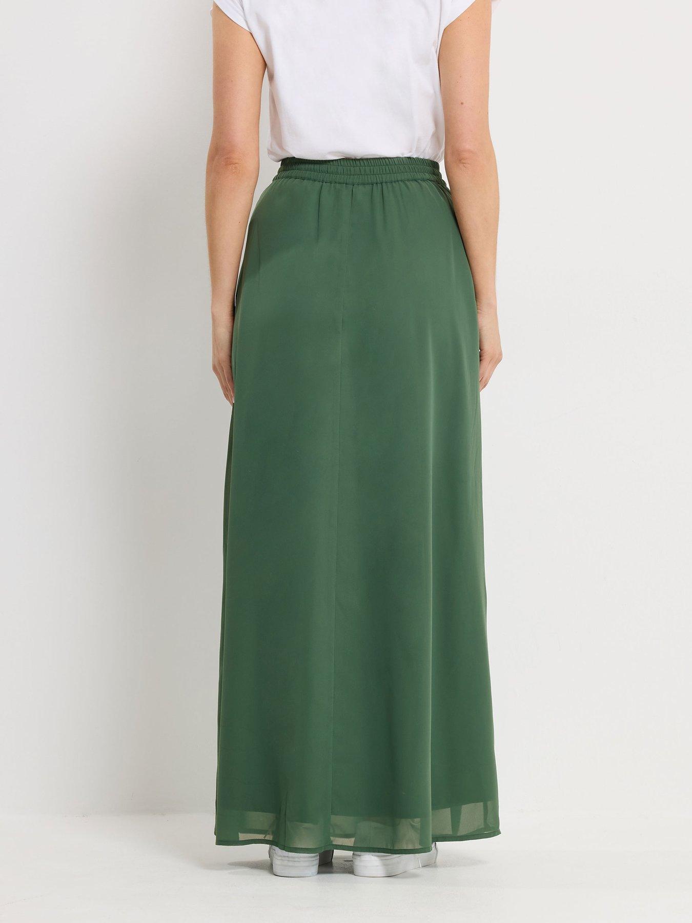 Image 2 of 5 of Long Tall Sally Tie Waist Maxi Skirt - Green