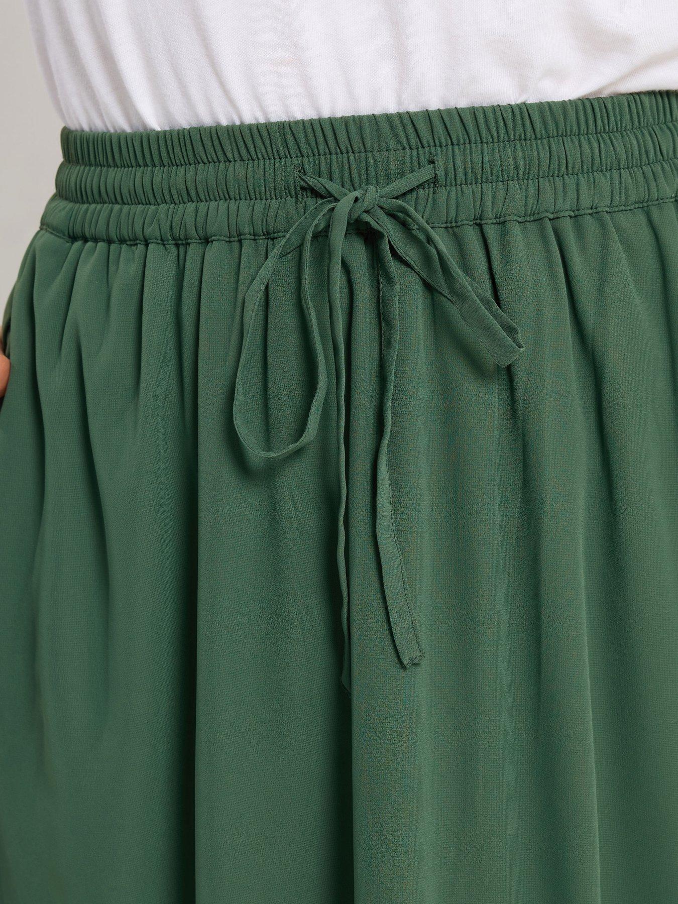 Image 4 of 5 of Long Tall Sally Tie Waist Maxi Skirt - Green