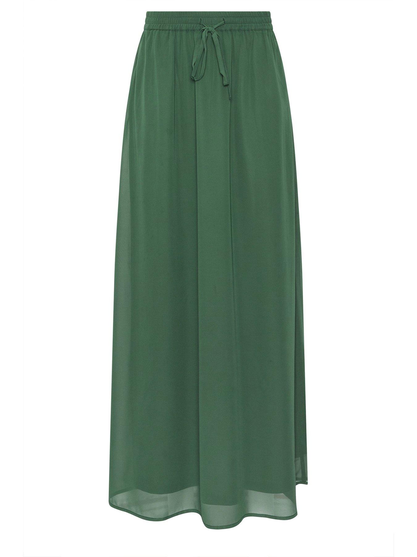 Image 5 of 5 of Long Tall Sally Tie Waist Maxi Skirt - Green