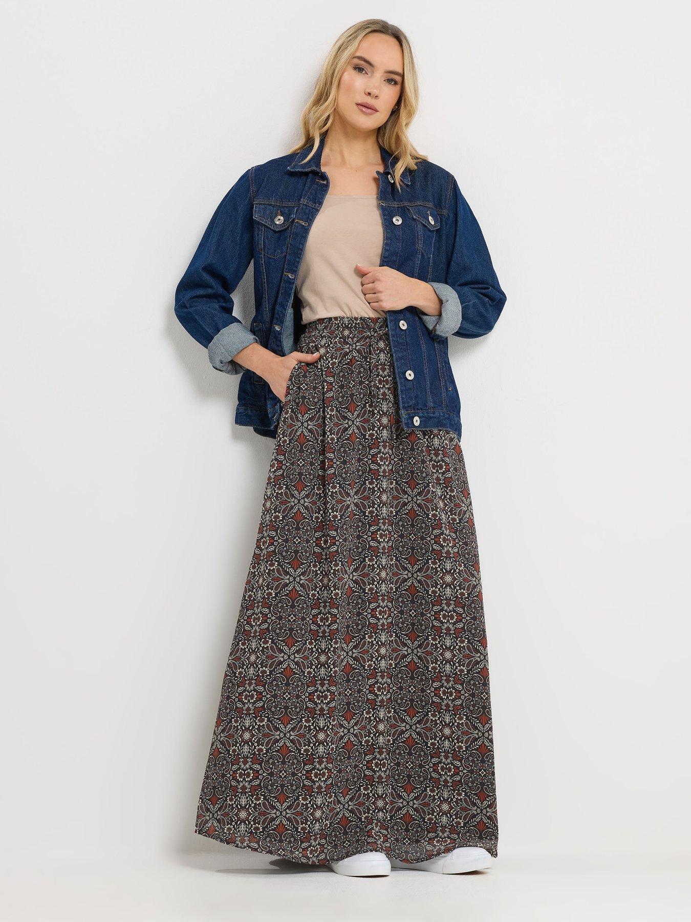 Image 3 of 5 of Long Tall Sally Boho Tie Waist Maxi Skirt - Black