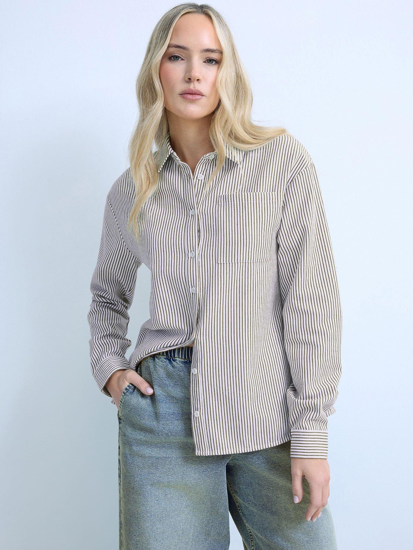 Long Tall Sally Stripe Shirt - Cream