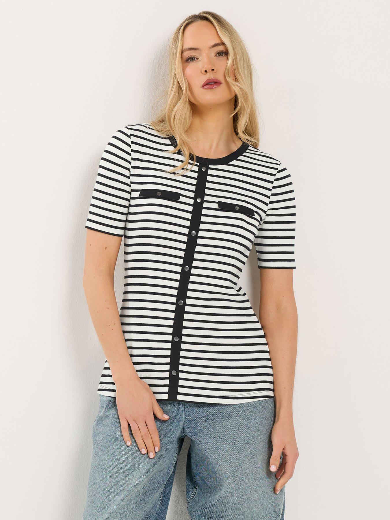 Long Tall Sally Tall Button Stripe T-Shirt