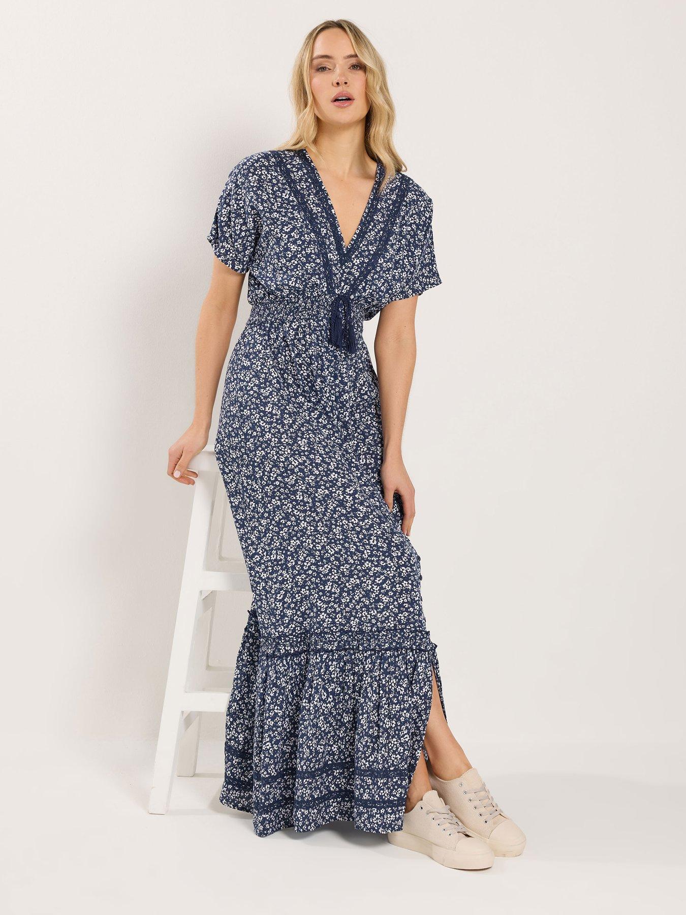 Long Tall Sally Ditsy Lace Insert Maxi Dress - Blue