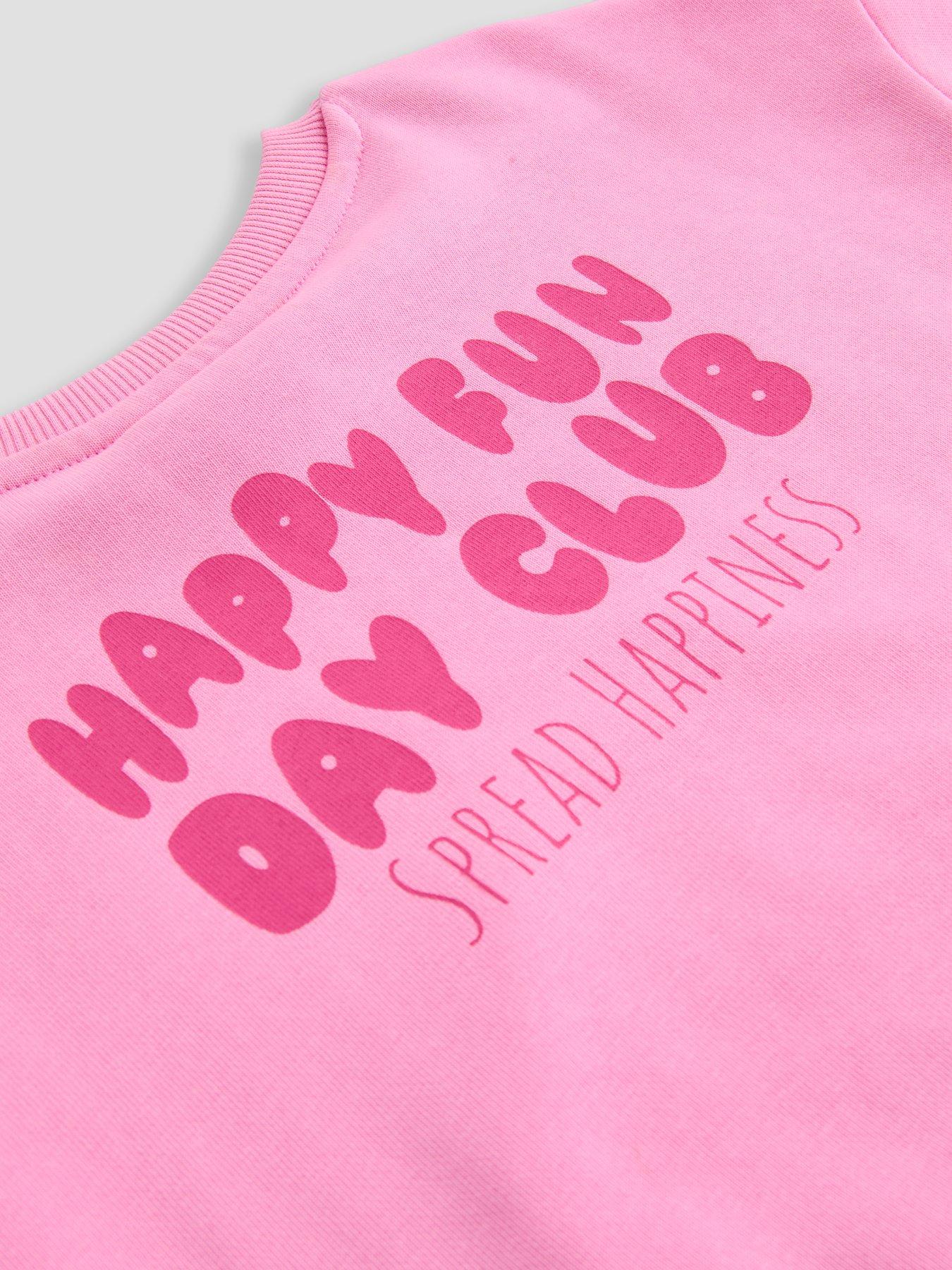 Image 5 of 5 of The Very Collection Girls Happy Fun Day Club Graphic Back Print Sweat Set - Pink