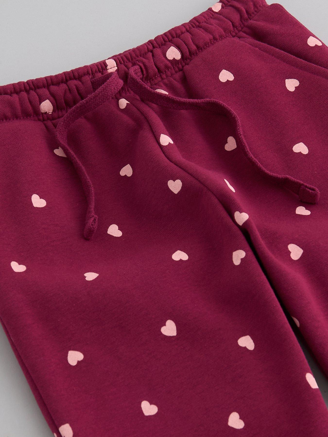 Image 3 of 4 of The Very Collection Girls Heart Cuff Leg Jogger (9 months - 7 years) - Red