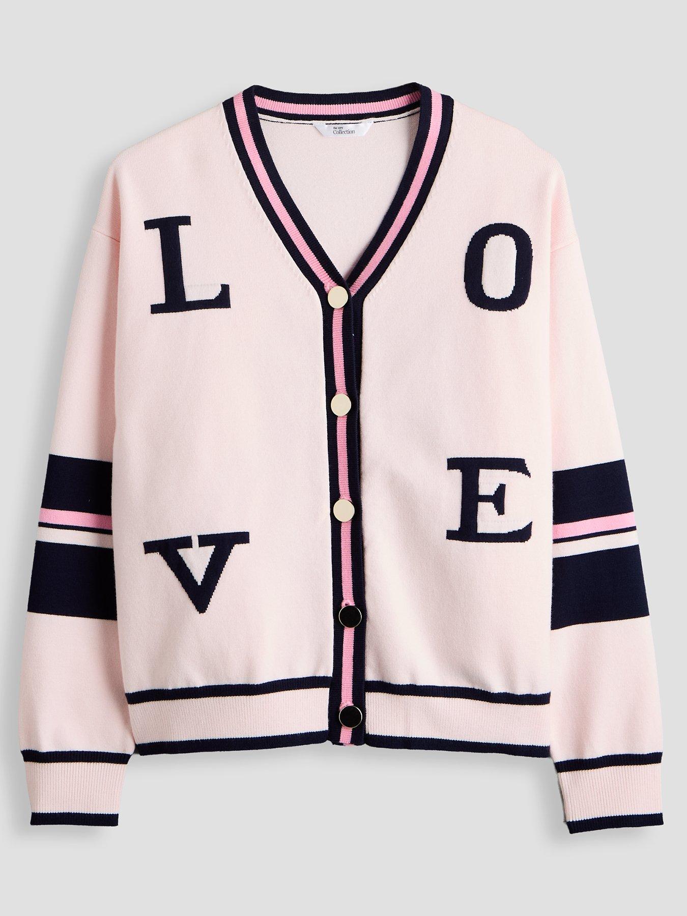 The Very Collection Girls Love And Cherry Cardigan - Light Pink